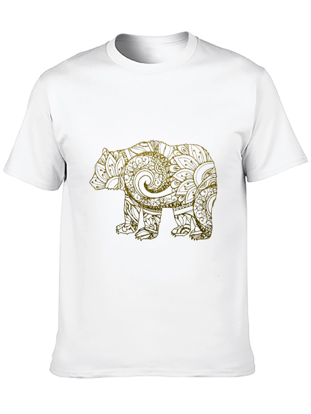 Black T-Shirt with Gold Bear Mandala