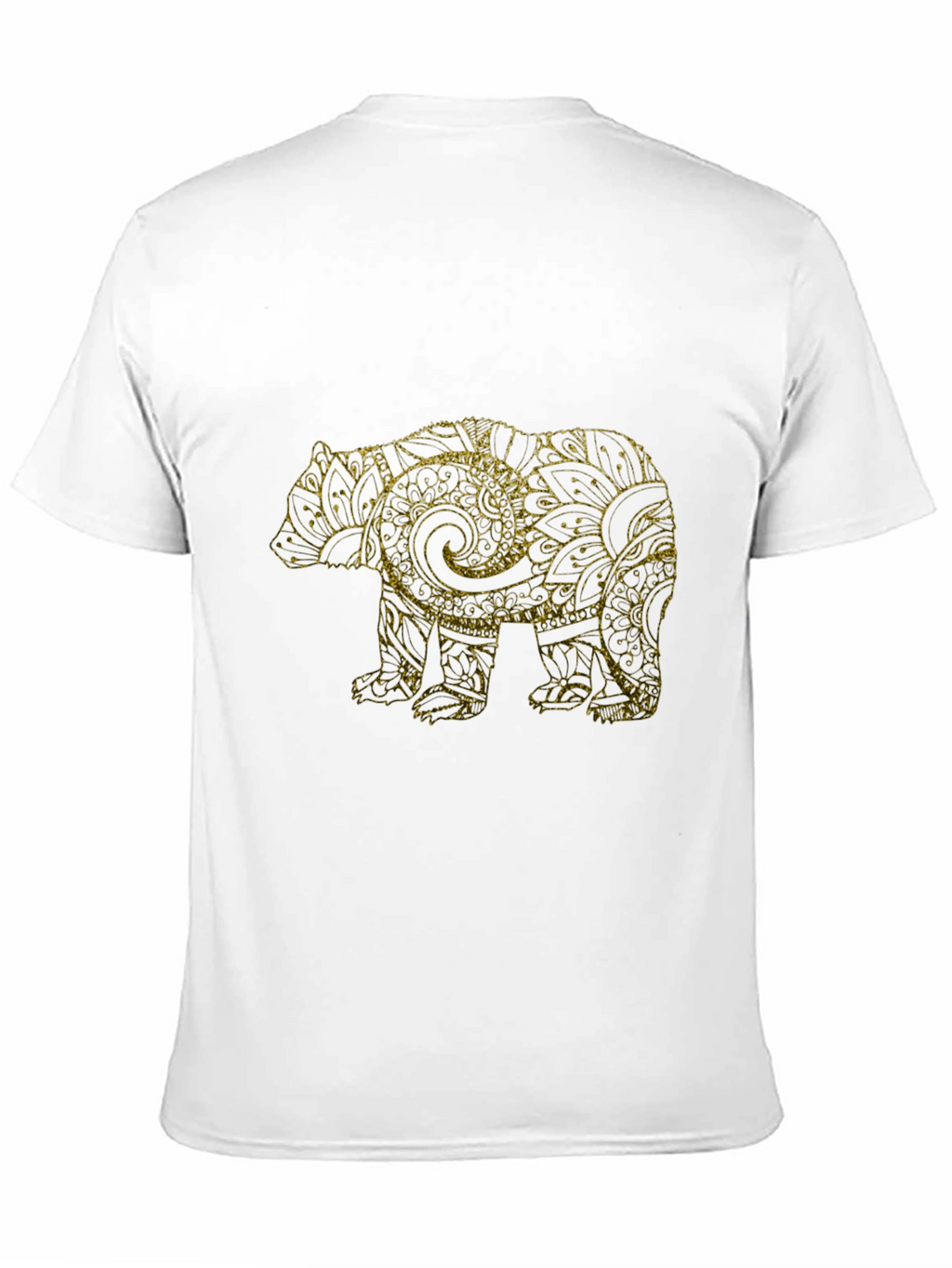 Black T-Shirt with Gold Bear Mandala