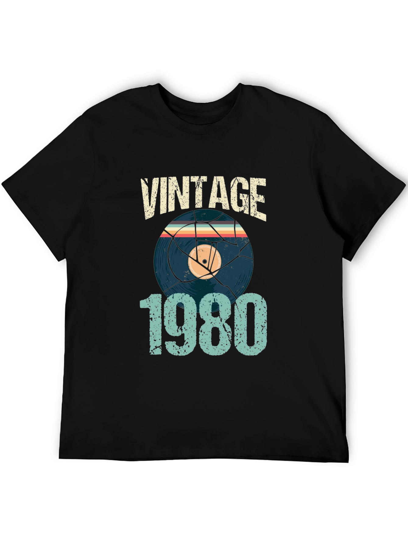 Vintage 1980 Record Graphic Tee - Retro Style