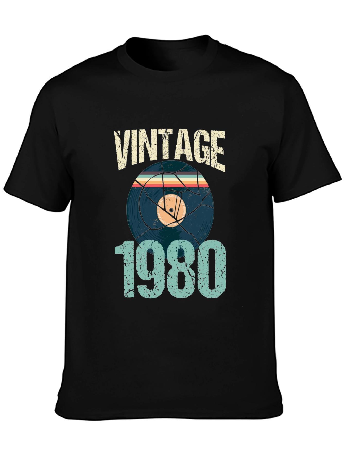 Vintage 1980 Record Graphic Tee - Retro Style