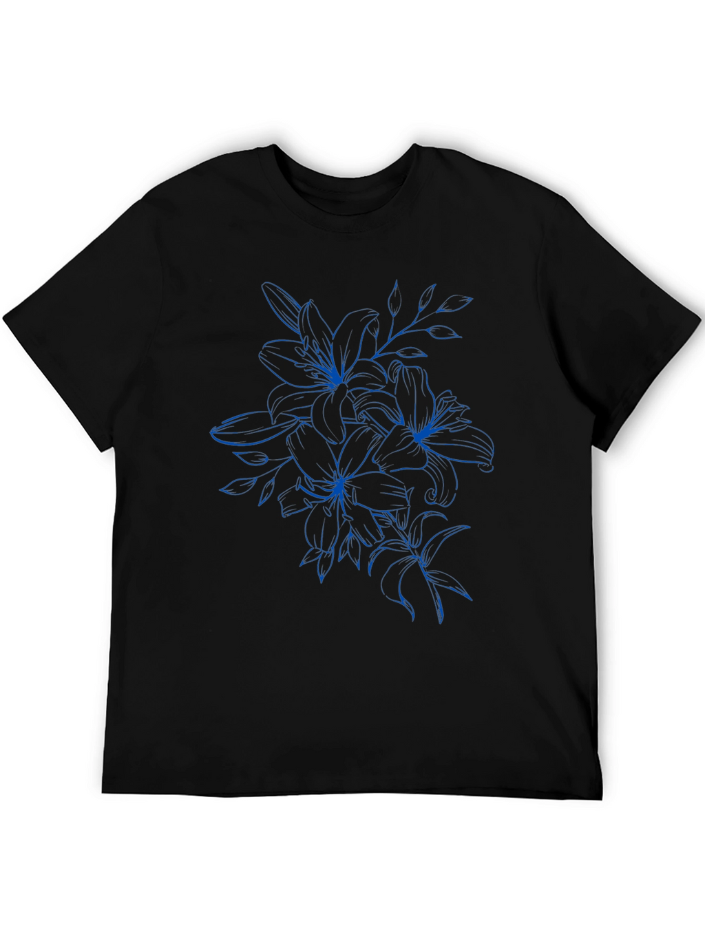 Floral Graphic Tee - Black Cotton T-Shirt