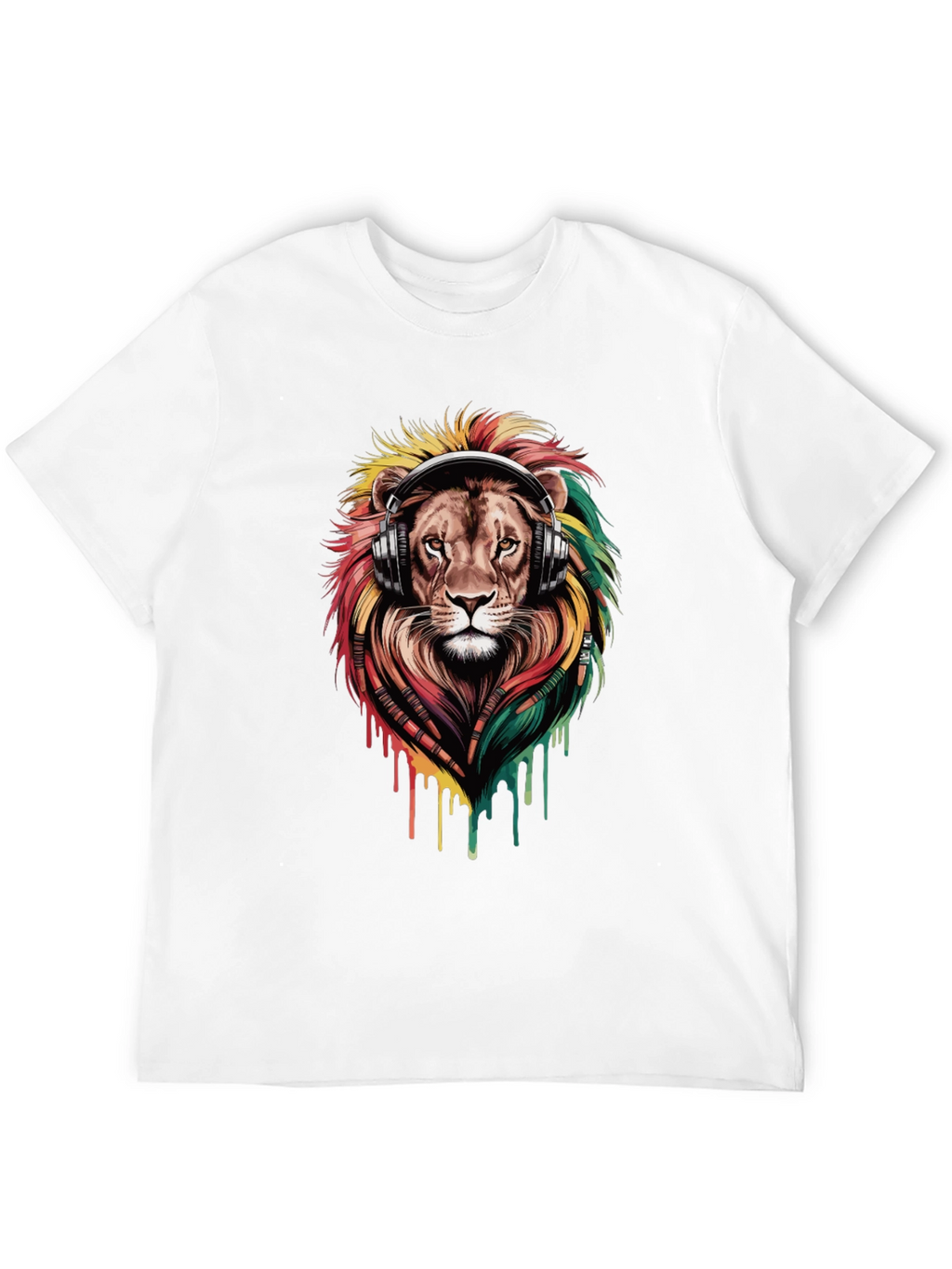 Lion Headphones Graphic Tee - Black
