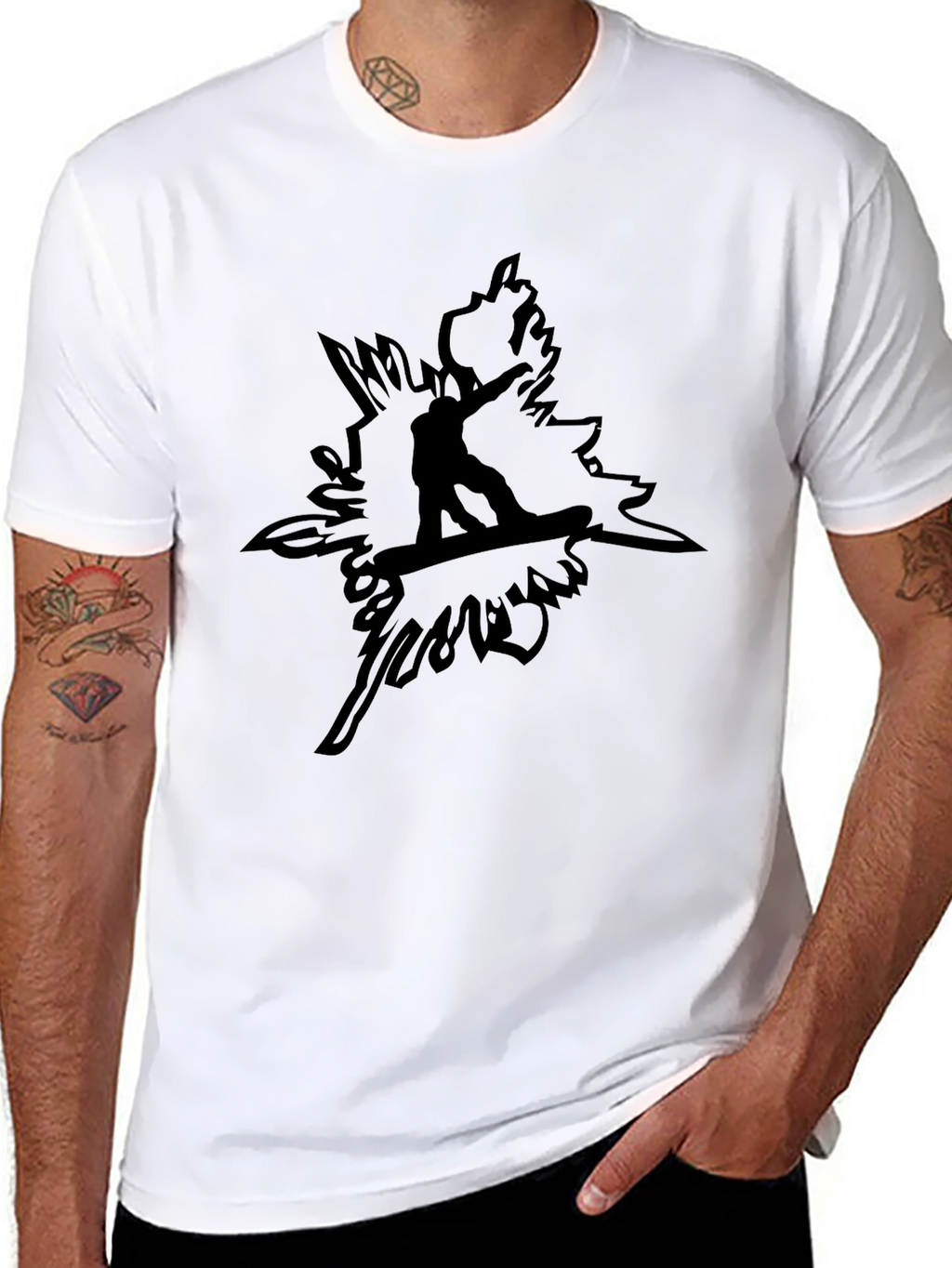 Black Snowboard Graphic Tee - Mens