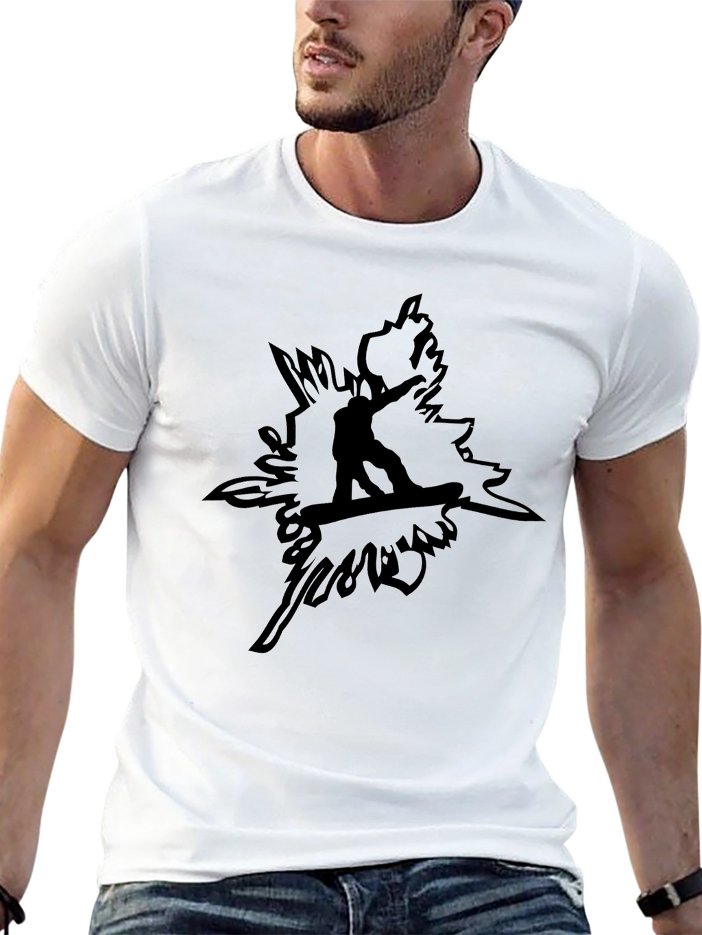 Black Snowboard Graphic Tee - Mens