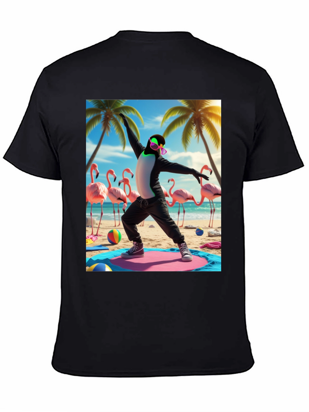 Penguin Yoga Beach T-Shirt