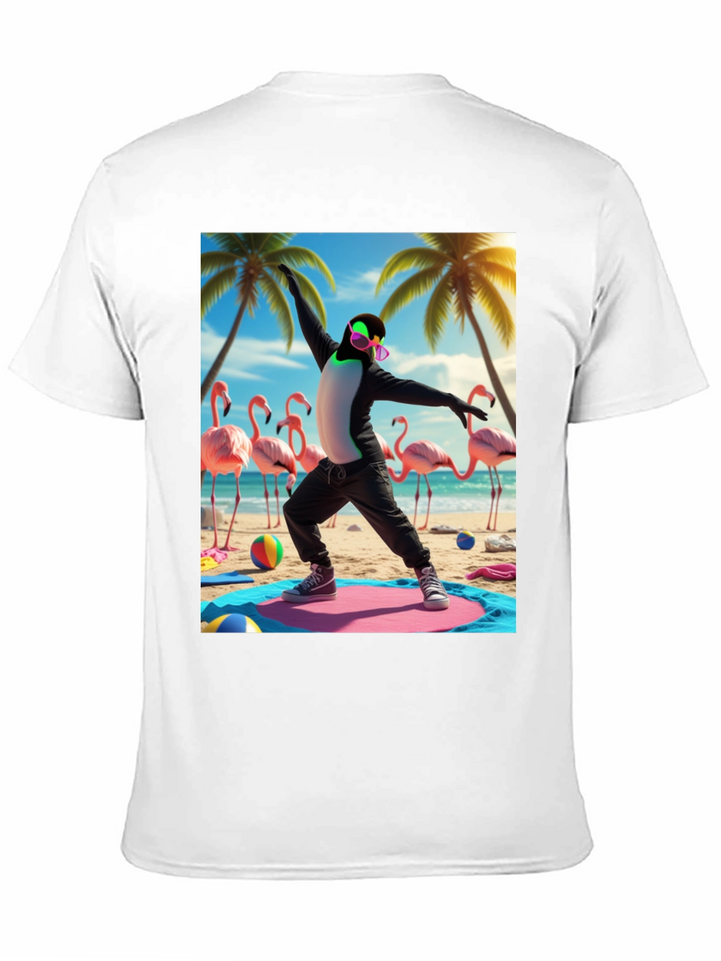 Penguin Yoga Beach T-Shirt
