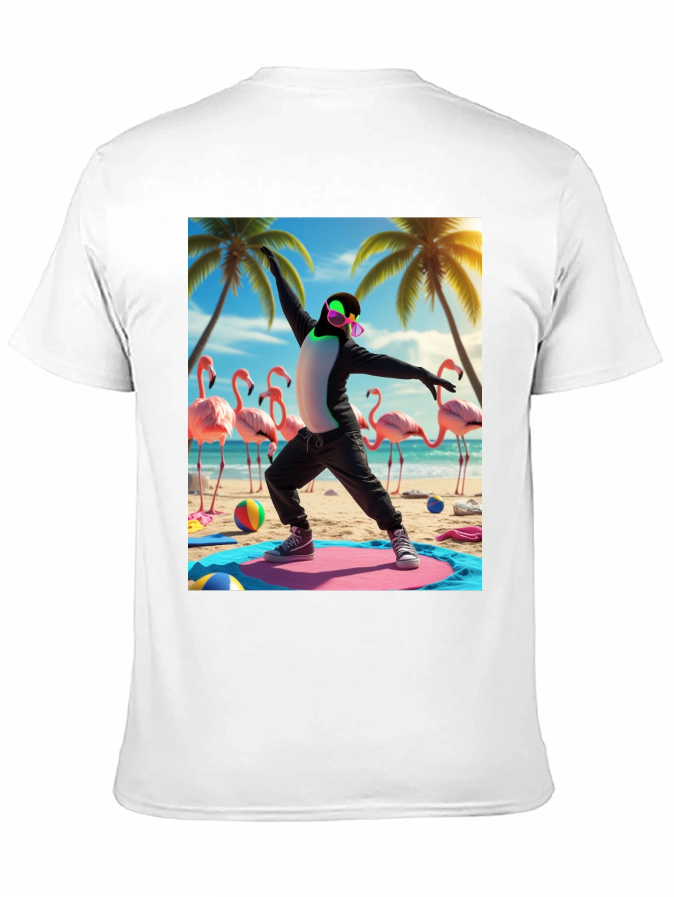 Penguin Yoga Beach T-Shirt