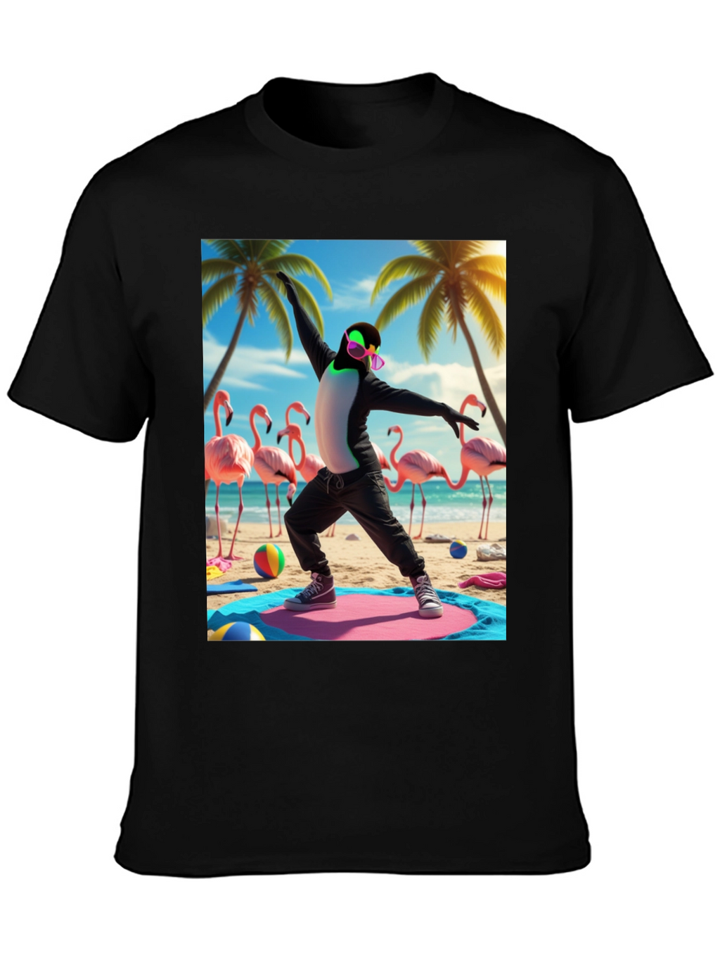 Penguin Yoga Beach T-Shirt