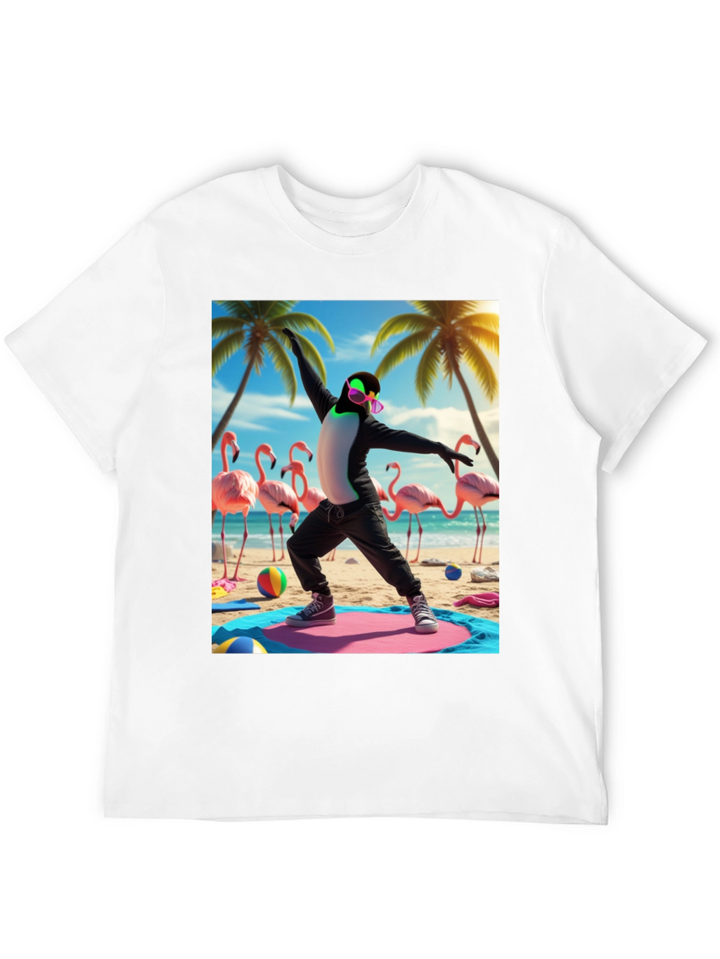 Penguin Yoga Beach T-Shirt