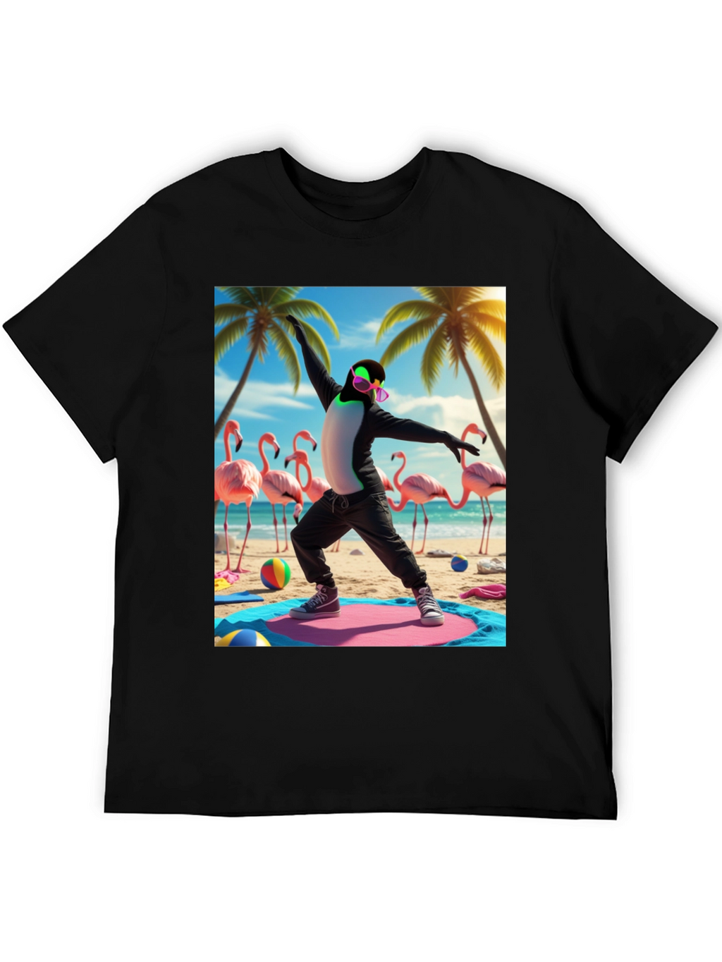 Penguin Yoga Beach T-Shirt