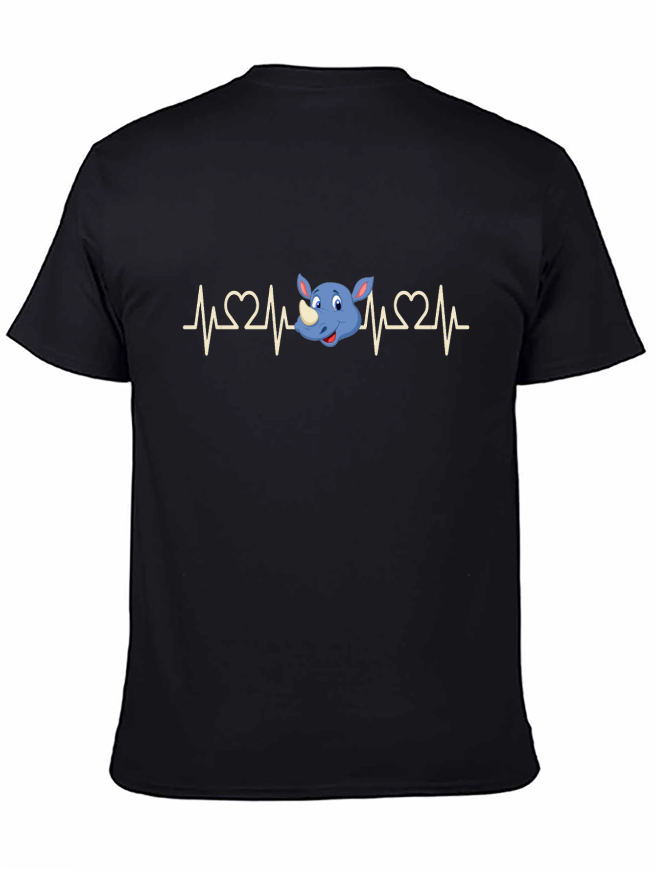 Rhino Heartbeat T-Shirt - Mens Black Graphic Tee