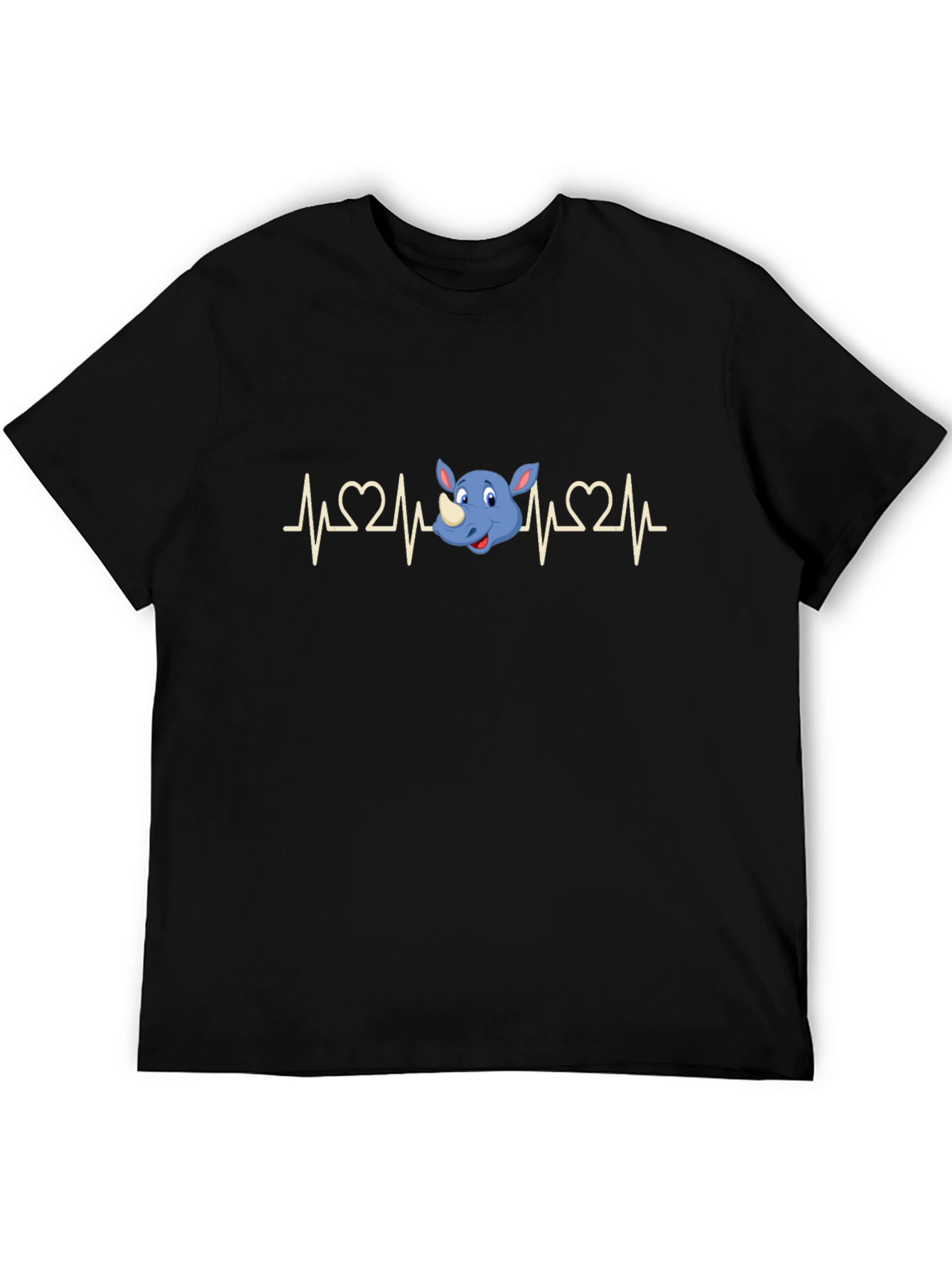 Rhino Heartbeat T-Shirt - Mens Black Graphic Tee