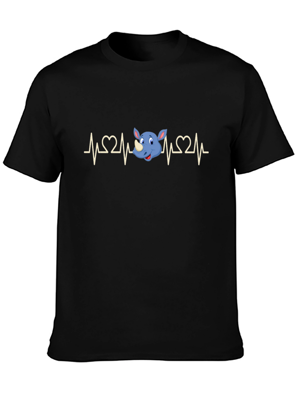Rhino Heartbeat T-Shirt - Mens Black Graphic Tee