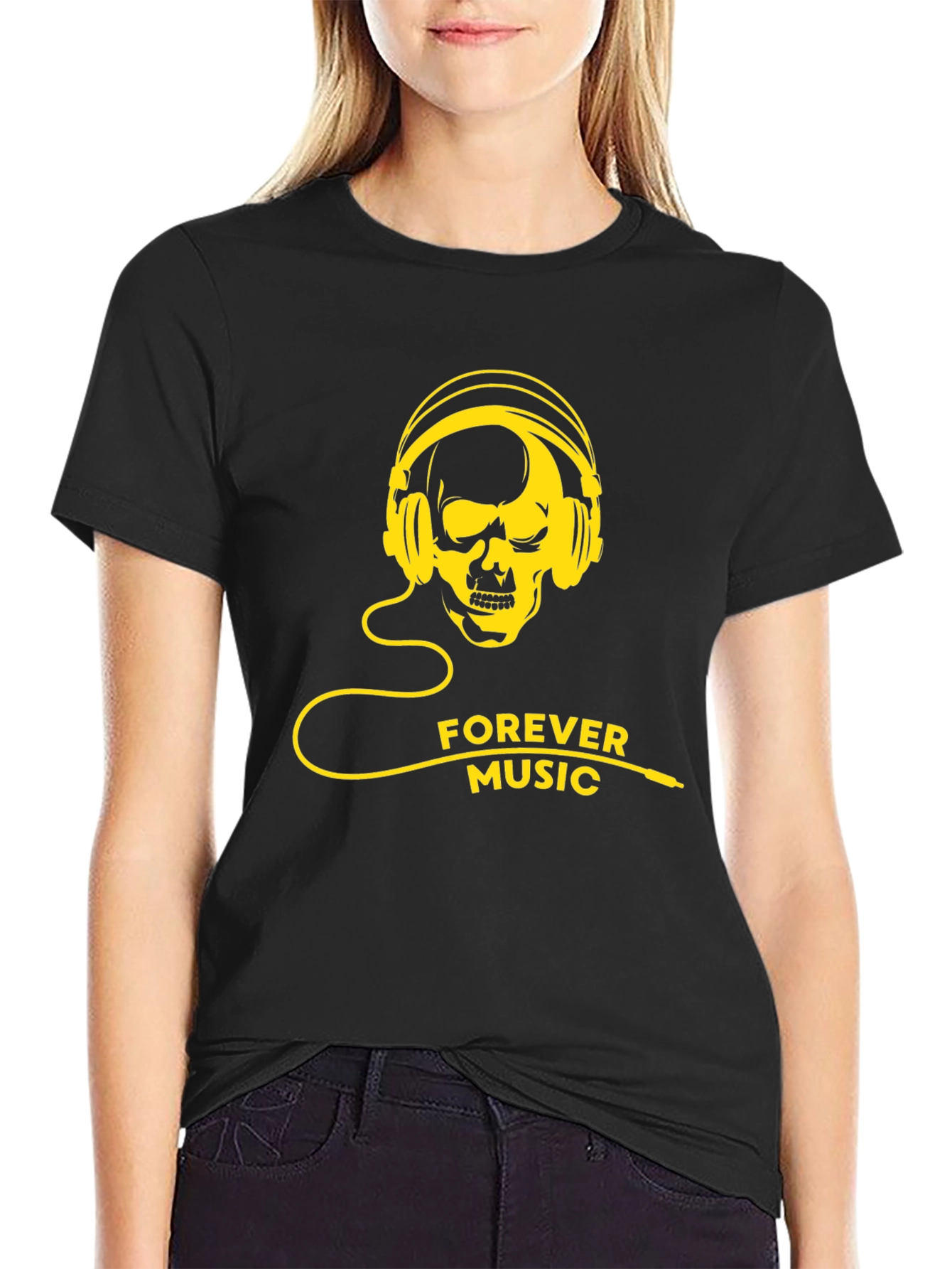 Skull Headphone T-Shirt - Forever Music Graphic Tee