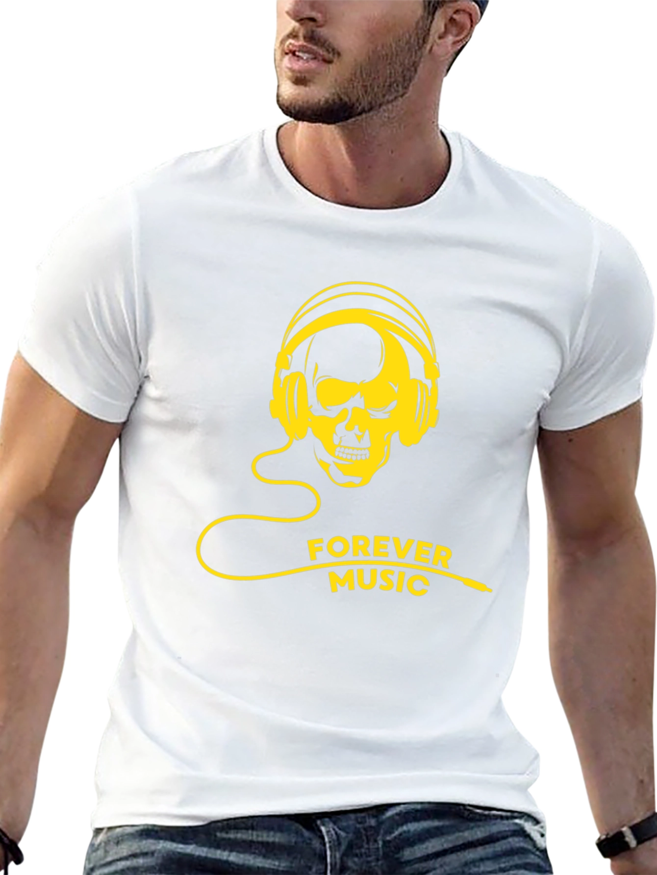 Skull Headphone T-Shirt - Forever Music Graphic Tee