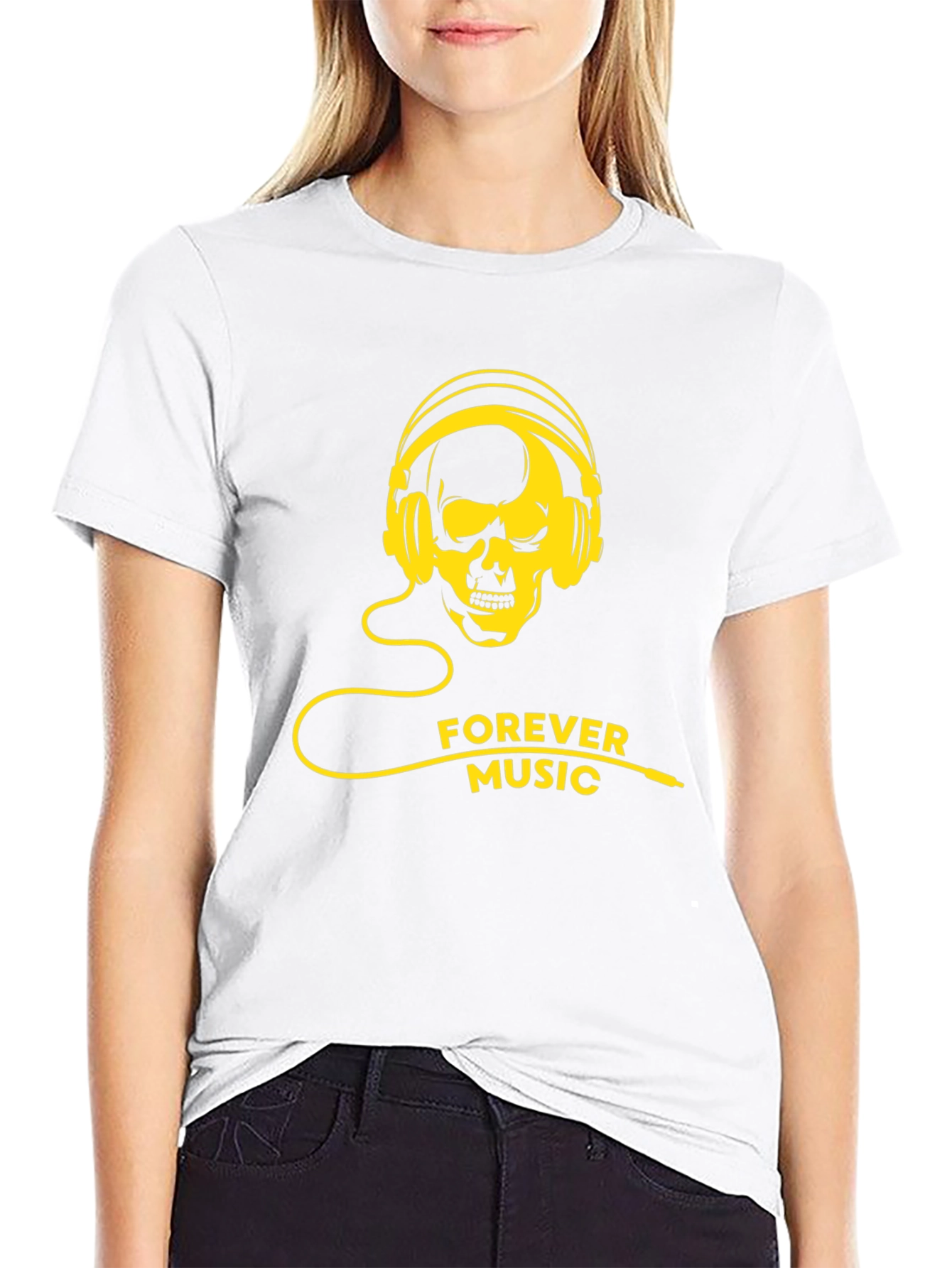 Skull Headphone T-Shirt - Forever Music Graphic Tee