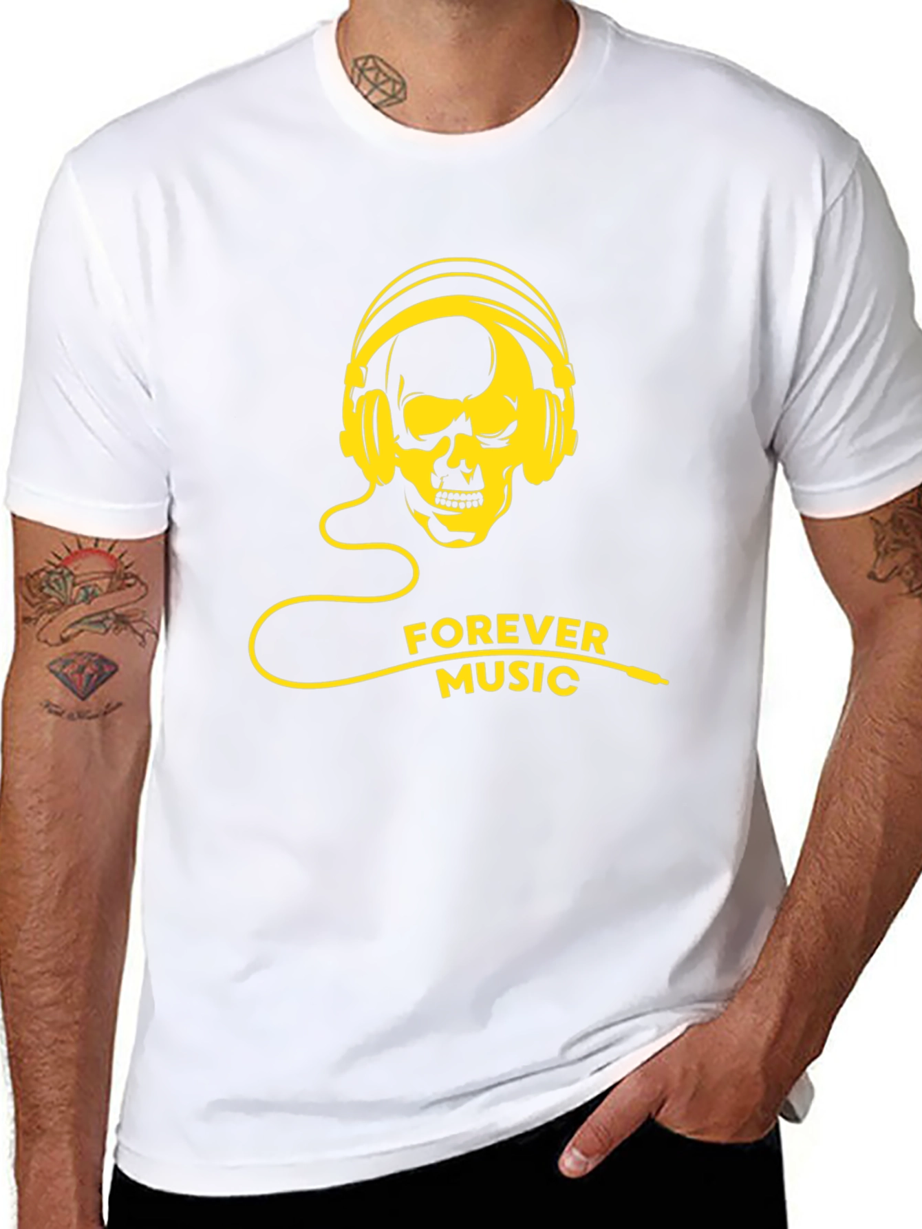 Skull Headphone T-Shirt - Forever Music Graphic Tee