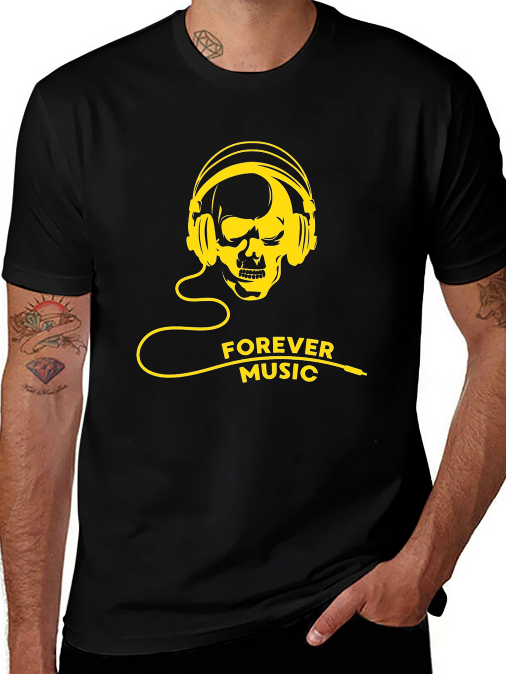 Skull Headphone T-Shirt - Forever Music Graphic Tee