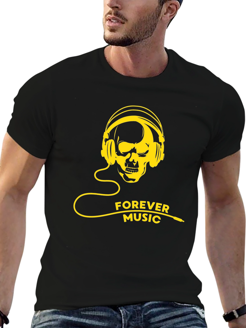 Skull Headphone T-Shirt - Forever Music Graphic Tee
