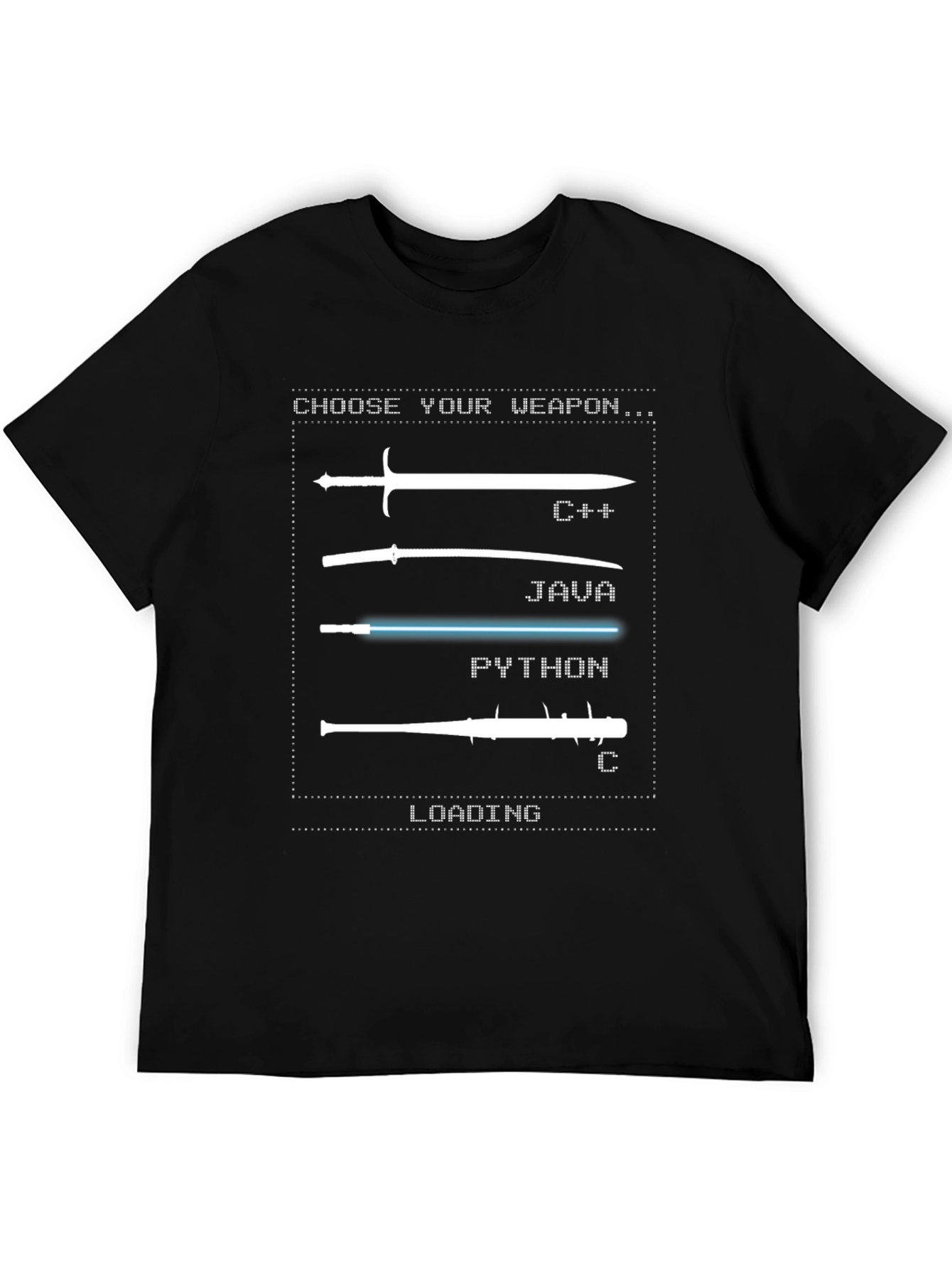Programmer Humor T-Shirt - Choose Your Weapon: Coding Languages