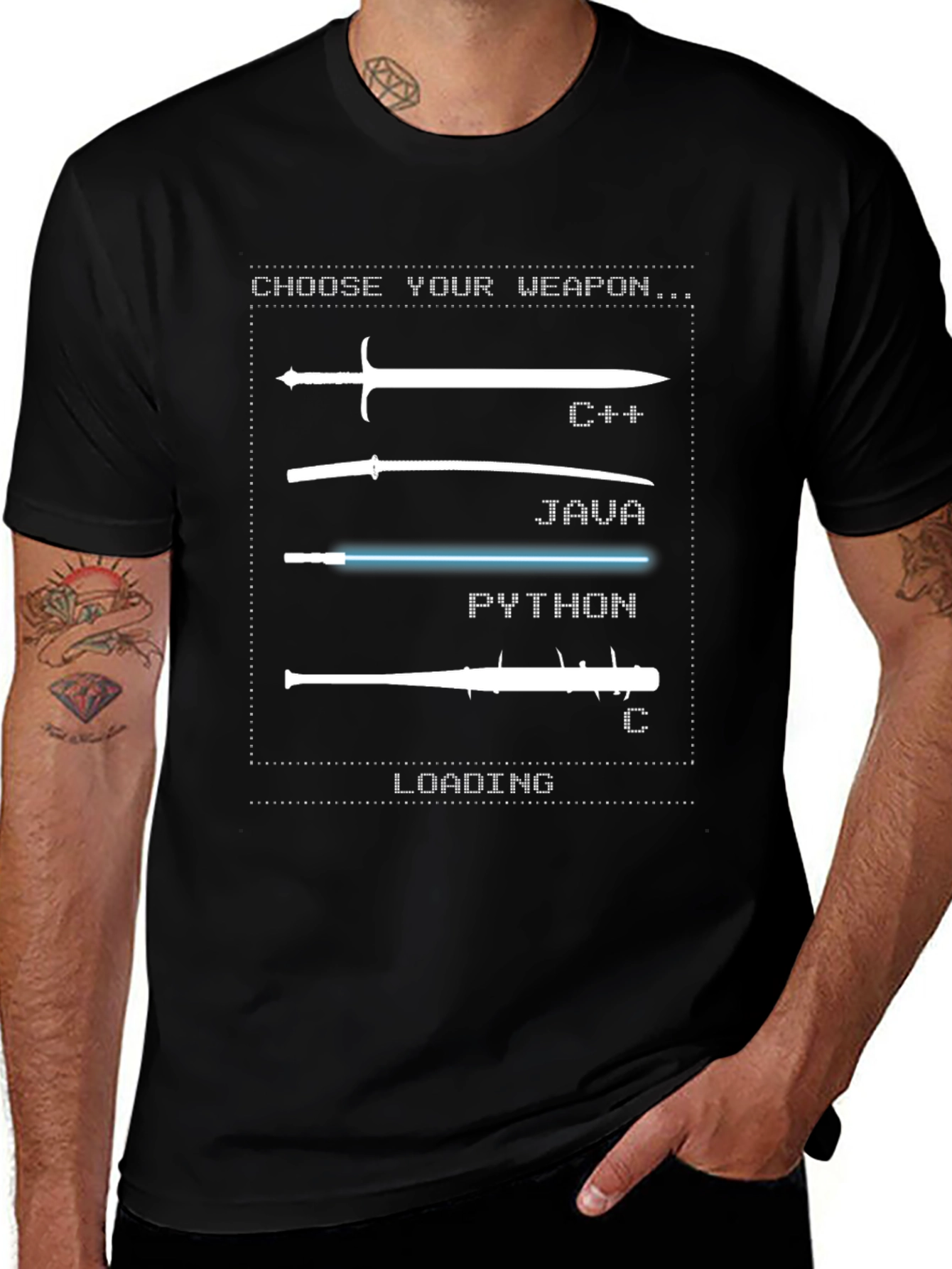 Programmer Humor T-Shirt - Choose Your Weapon: Coding Languages