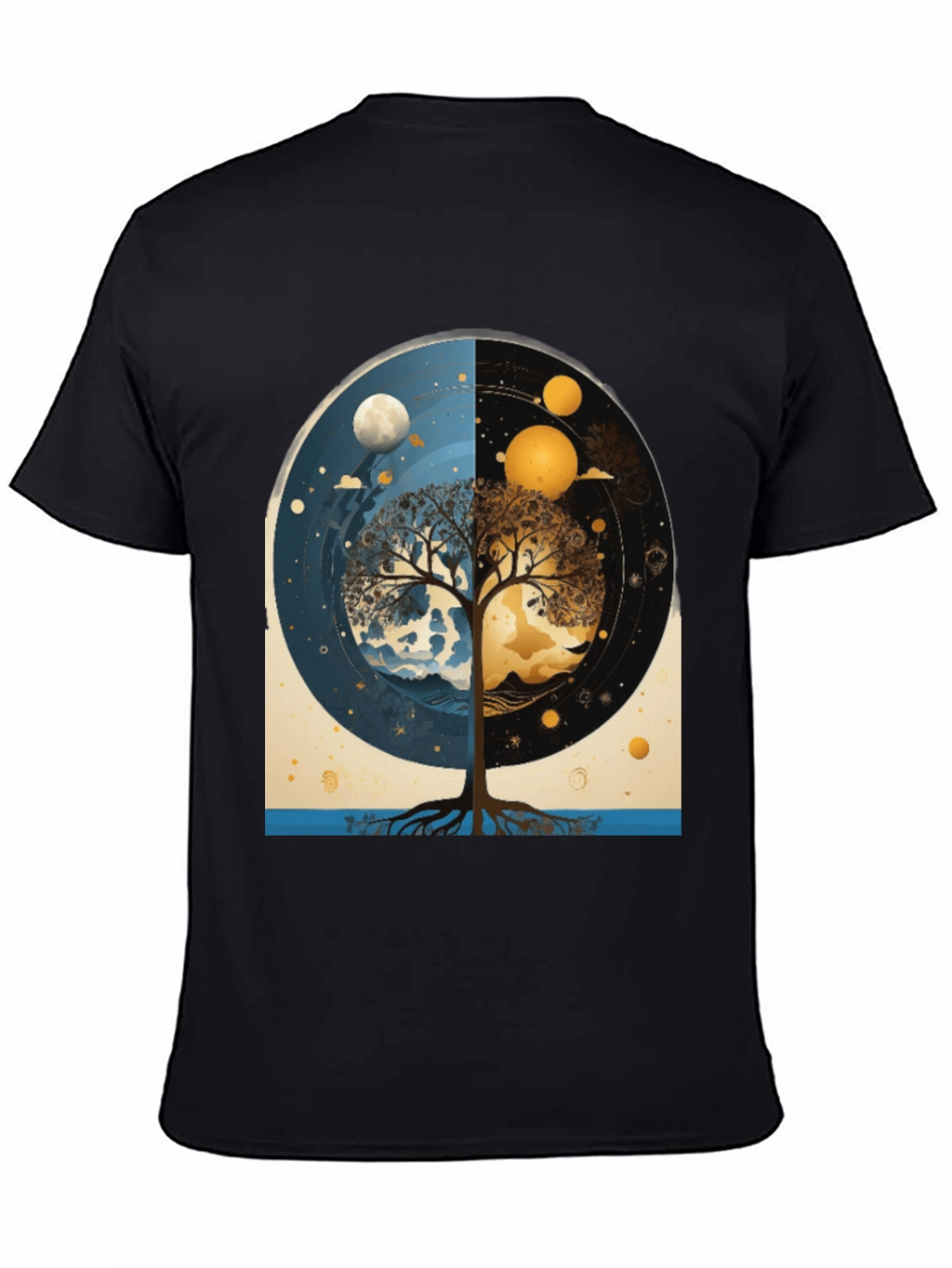 Yin Yang Tree Black T-Shirt