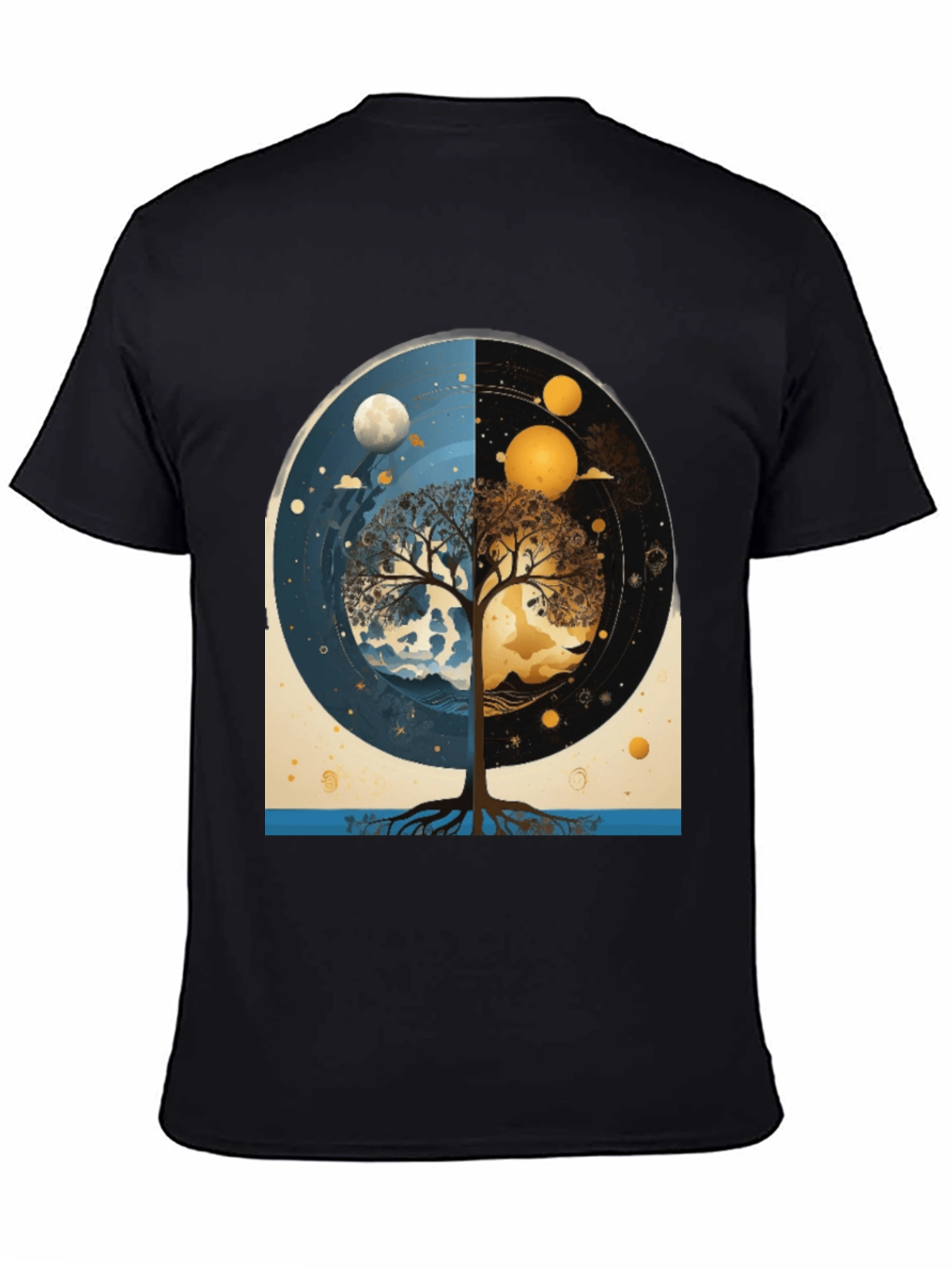 Yin Yang Tree Black T-Shirt