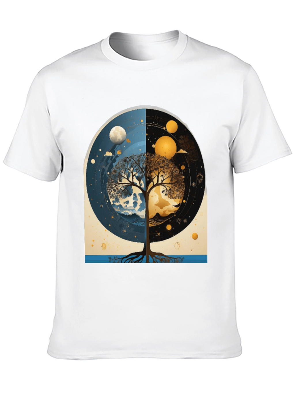 Yin Yang Tree Black T-Shirt