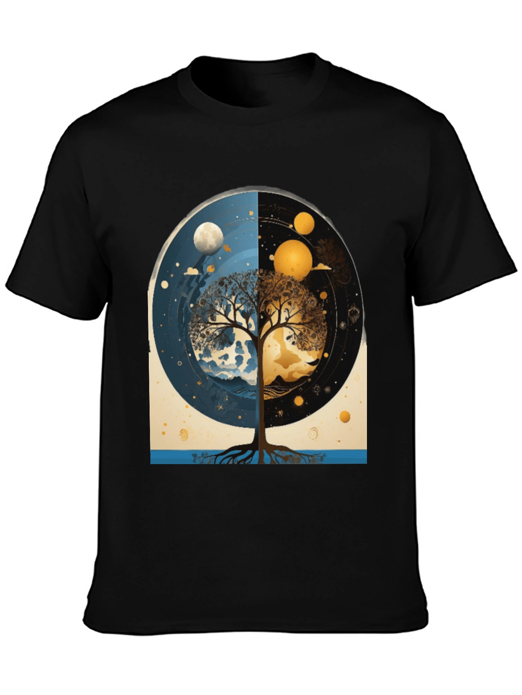 Yin Yang Tree Black T-Shirt