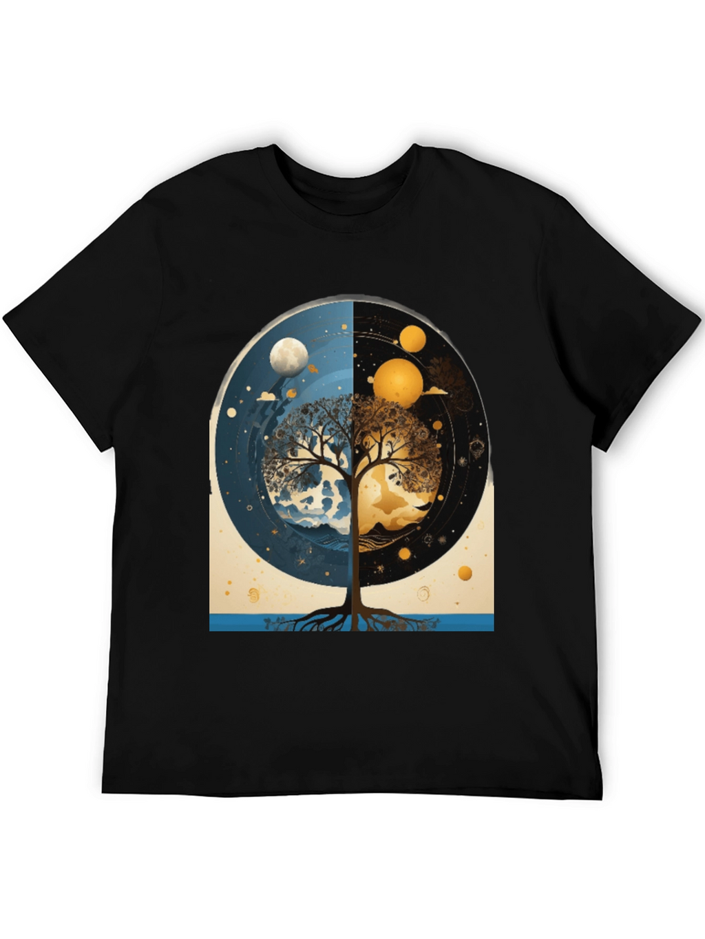 Yin Yang Tree Black T-Shirt