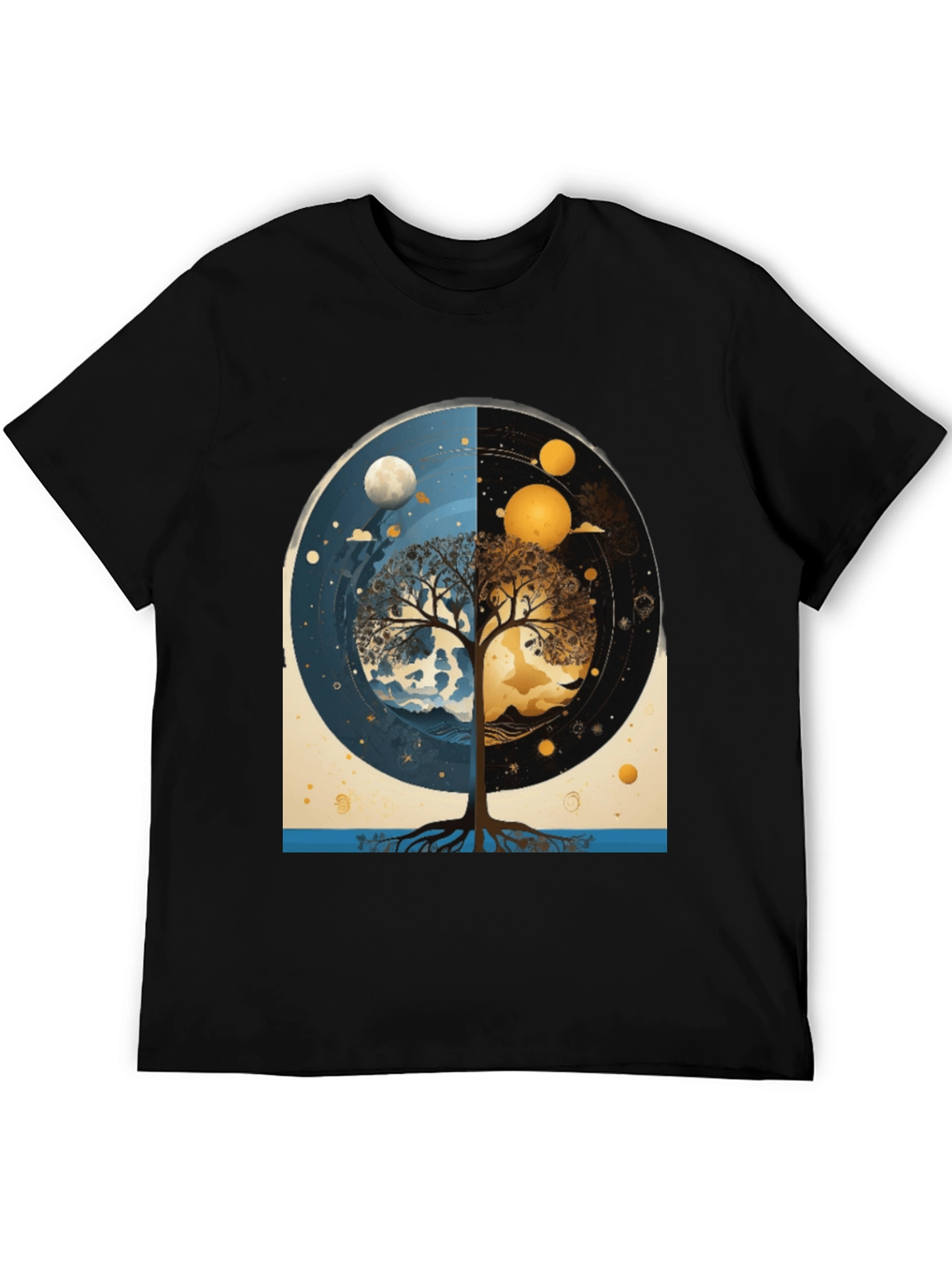 Yin Yang Tree Black T-Shirt