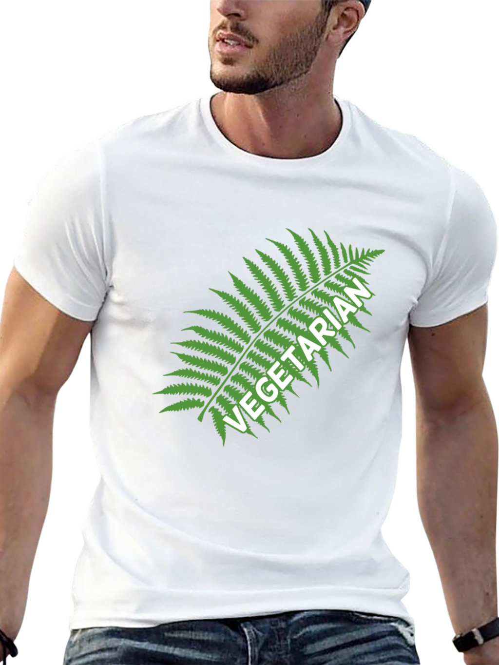 Vegetarian Fern Graphic Tee - Black Cotton T-Shirt