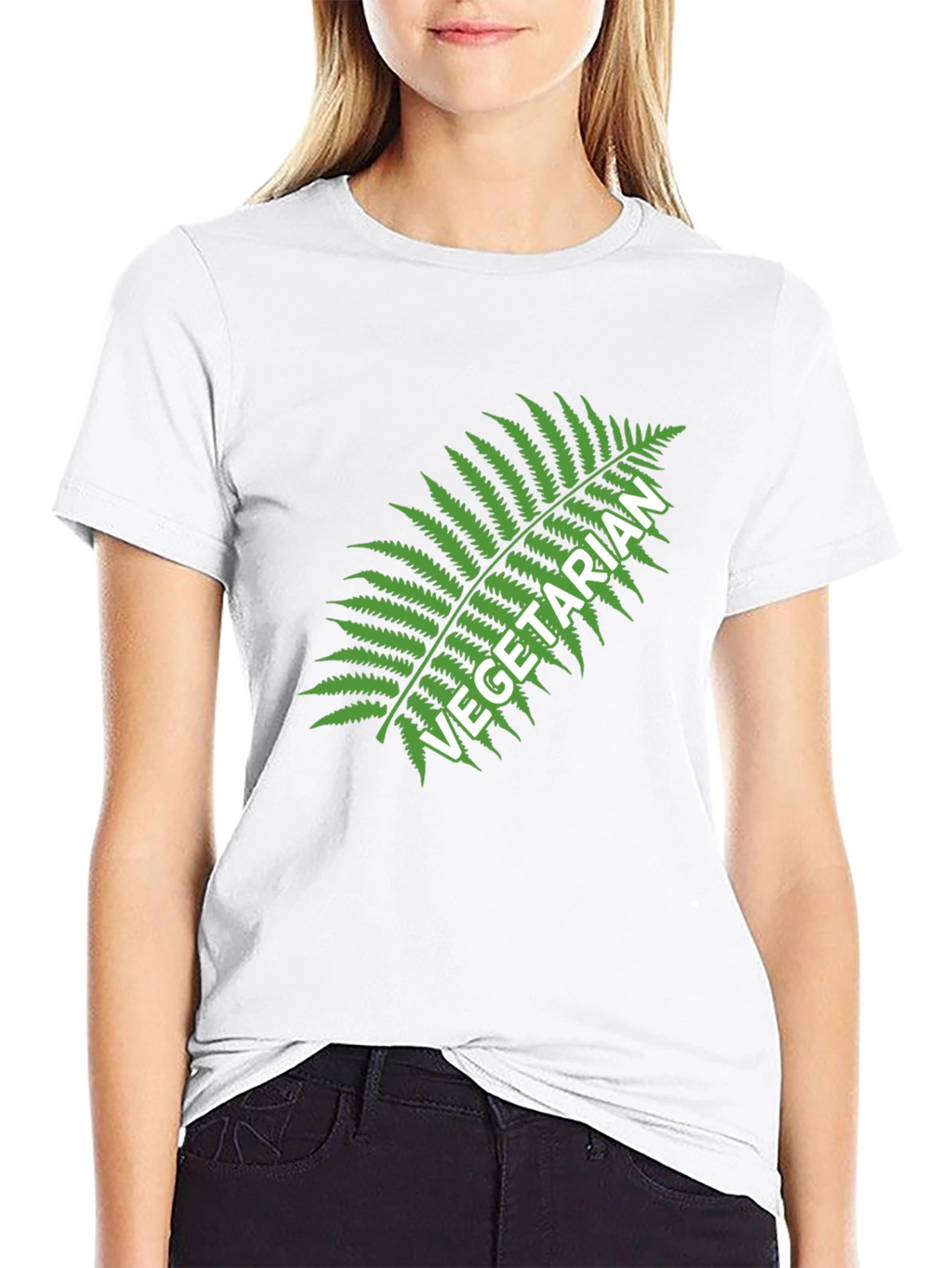 Vegetarian Fern Graphic Tee - Black Cotton T-Shirt
