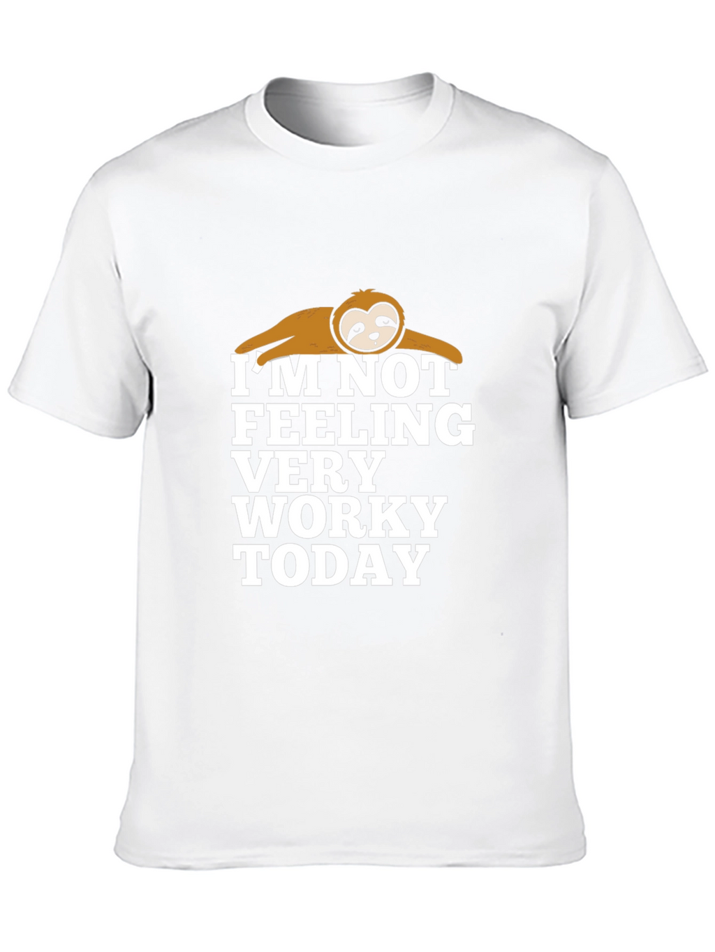 Funny Sloth Not Worky Graphic Print Black T-Shirt