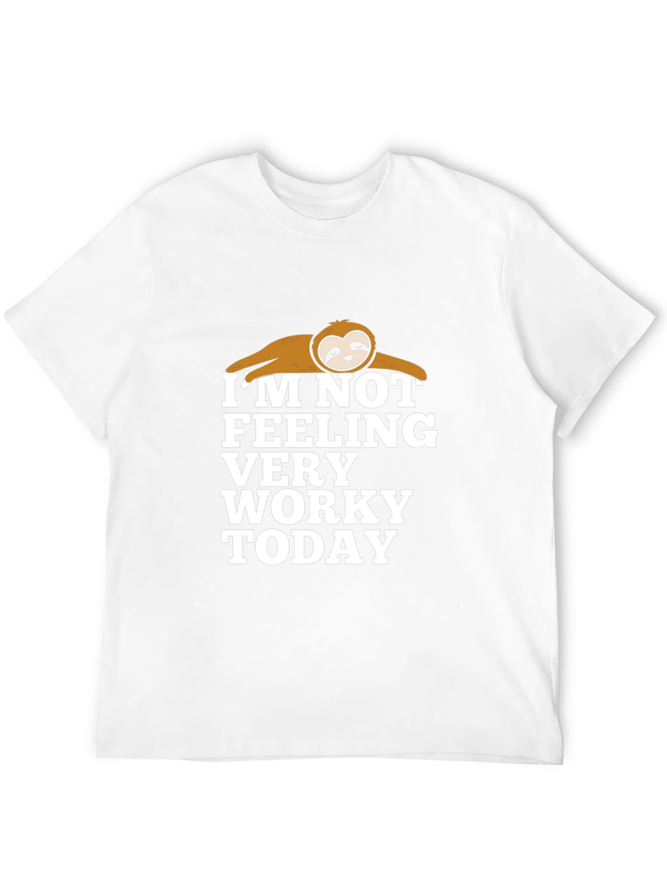 Funny Sloth Not Worky Graphic Print Black T-Shirt
