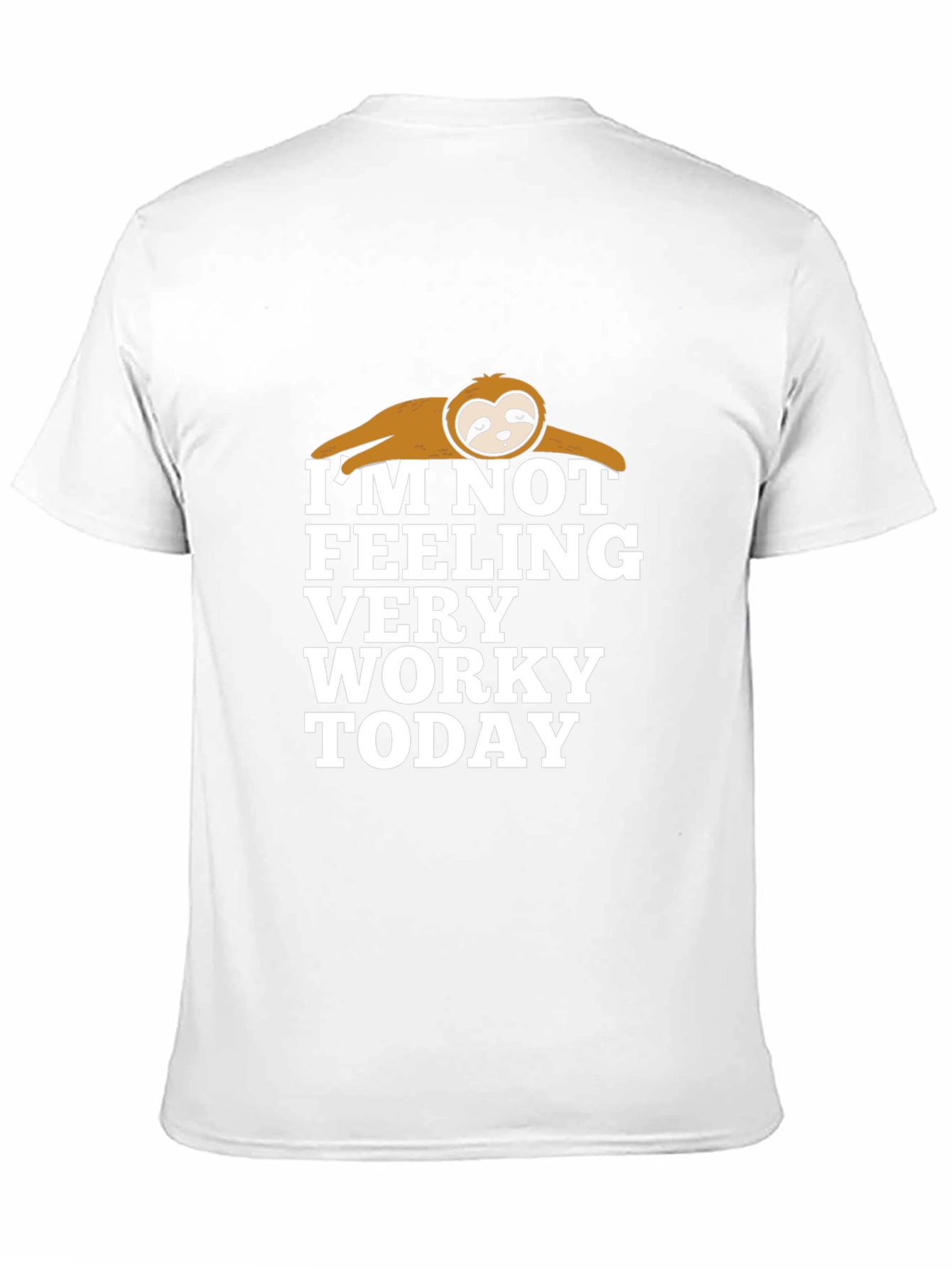 Funny Sloth Not Worky Graphic Print Black T-Shirt