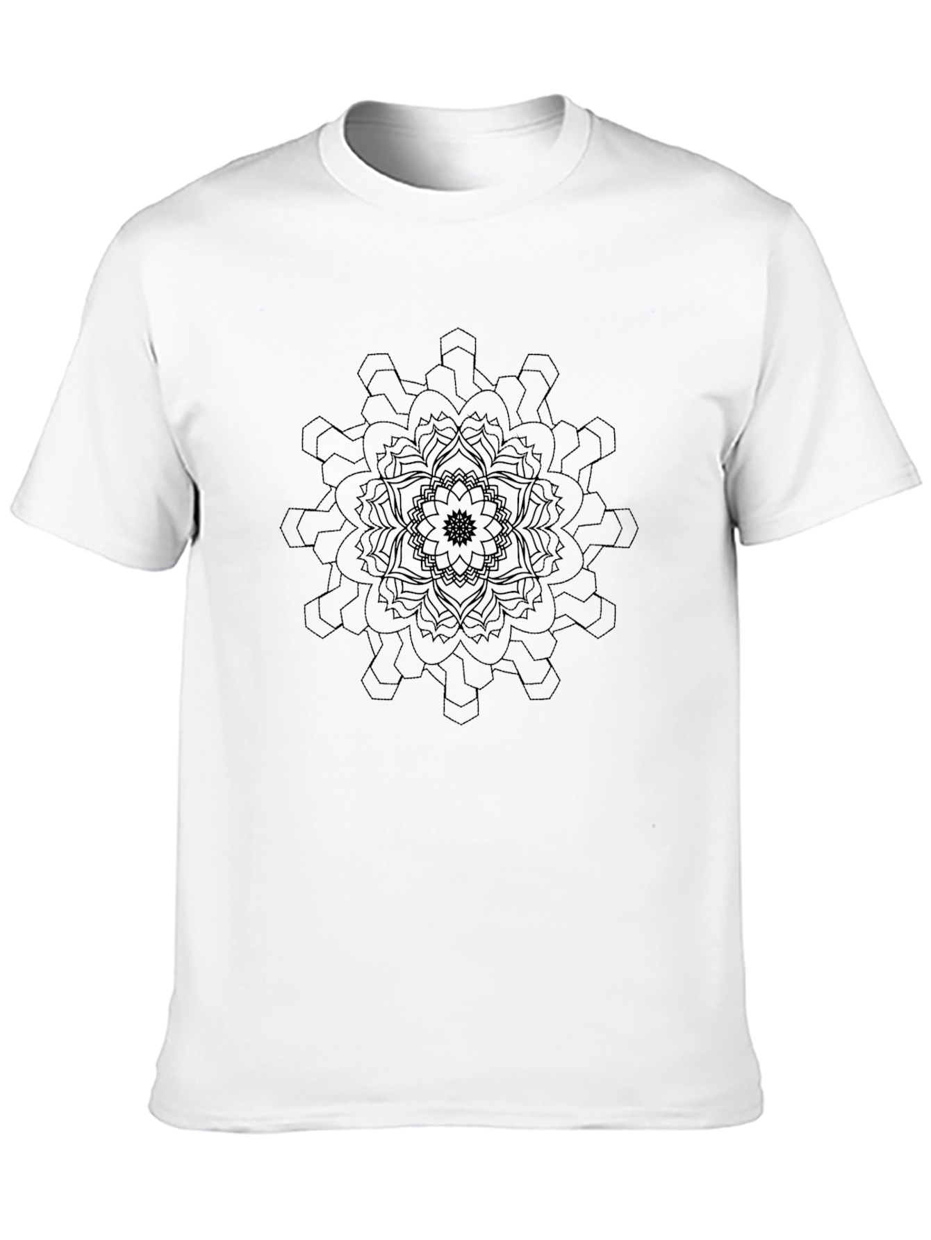 Geometric Mandala Graphic Black T-Shirt