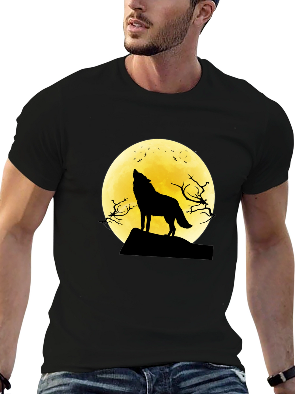 Wolf Moon Graphic Tee - Black T-Shirt