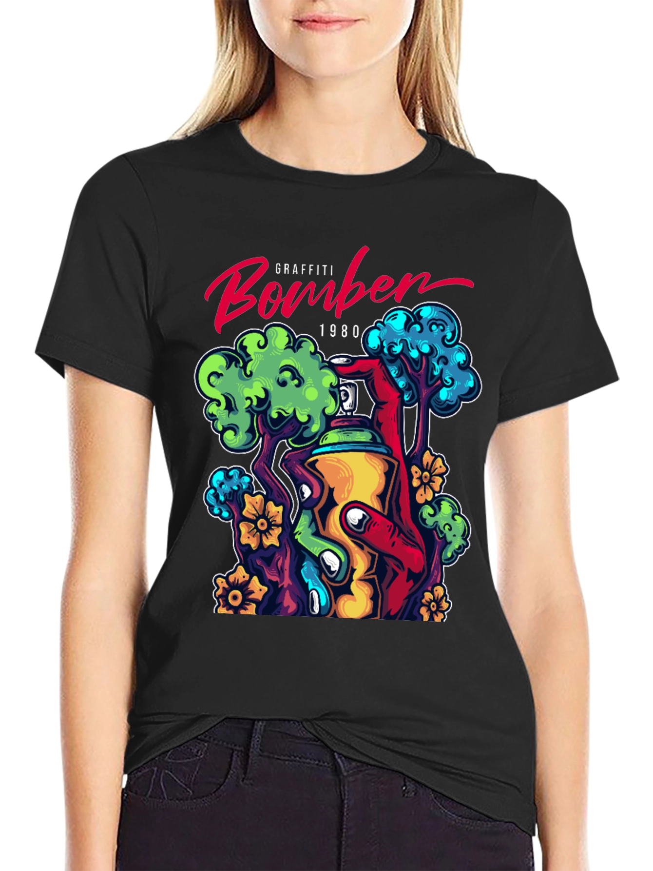 Graffiti Bomber 1980 Graphic T-Shirt