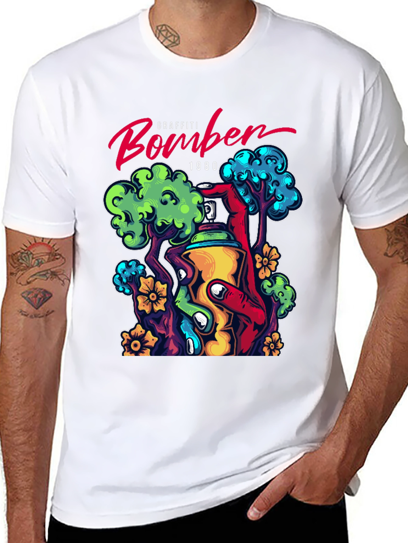 Graffiti Bomber 1980 Graphic T-Shirt