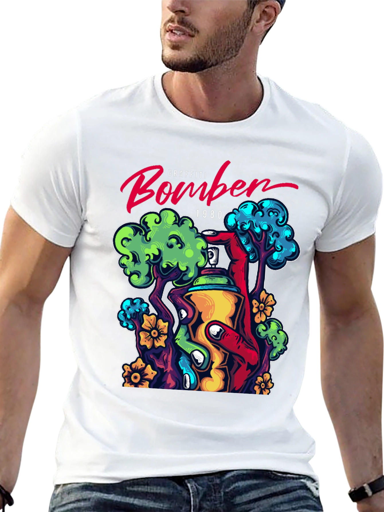 Graffiti Bomber 1980 Graphic T-Shirt