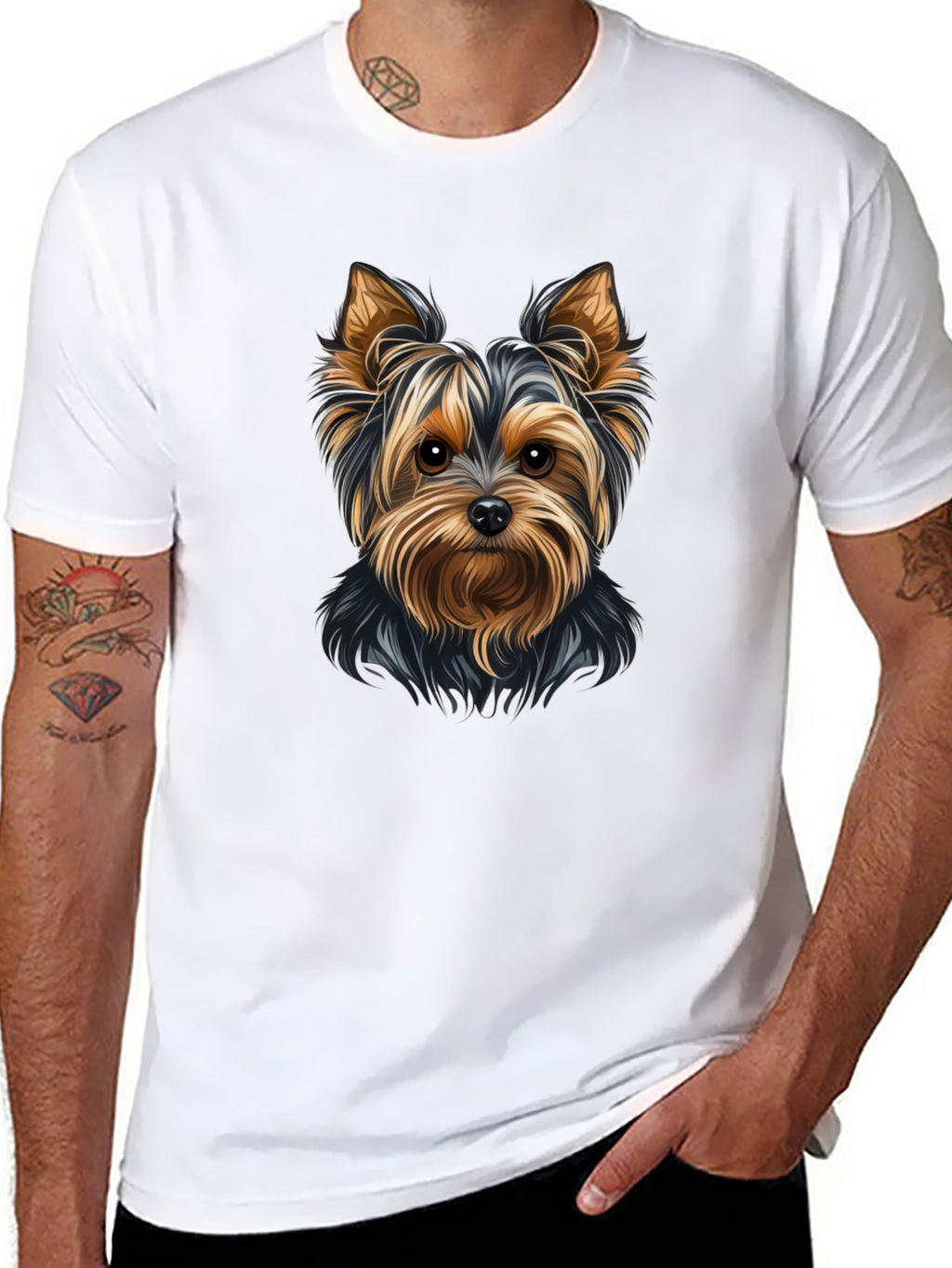 Yorkie Dog Graphic Tee - Black Unisex T-Shirt