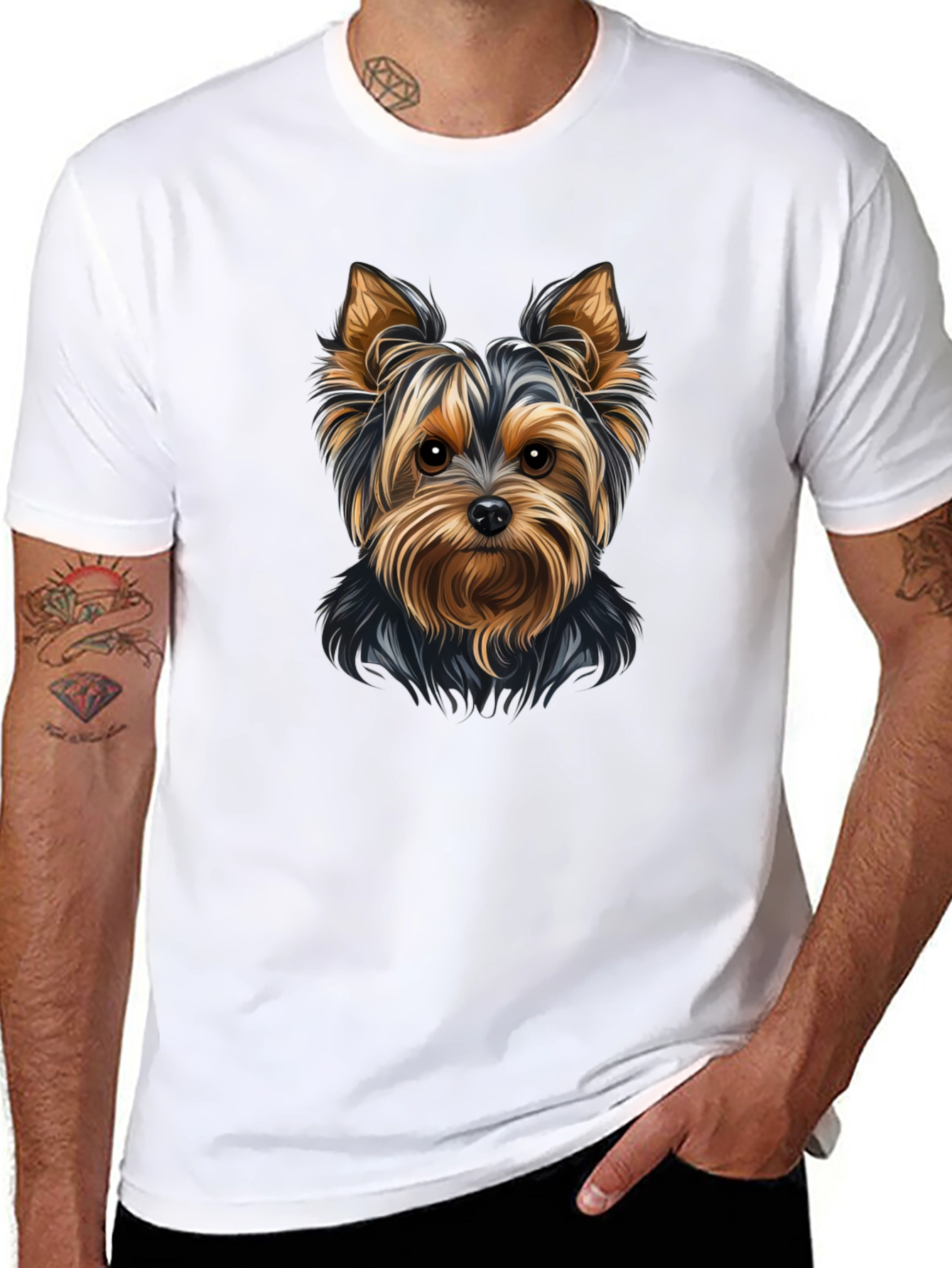 Yorkie Dog Graphic Tee - Black Unisex T-Shirt