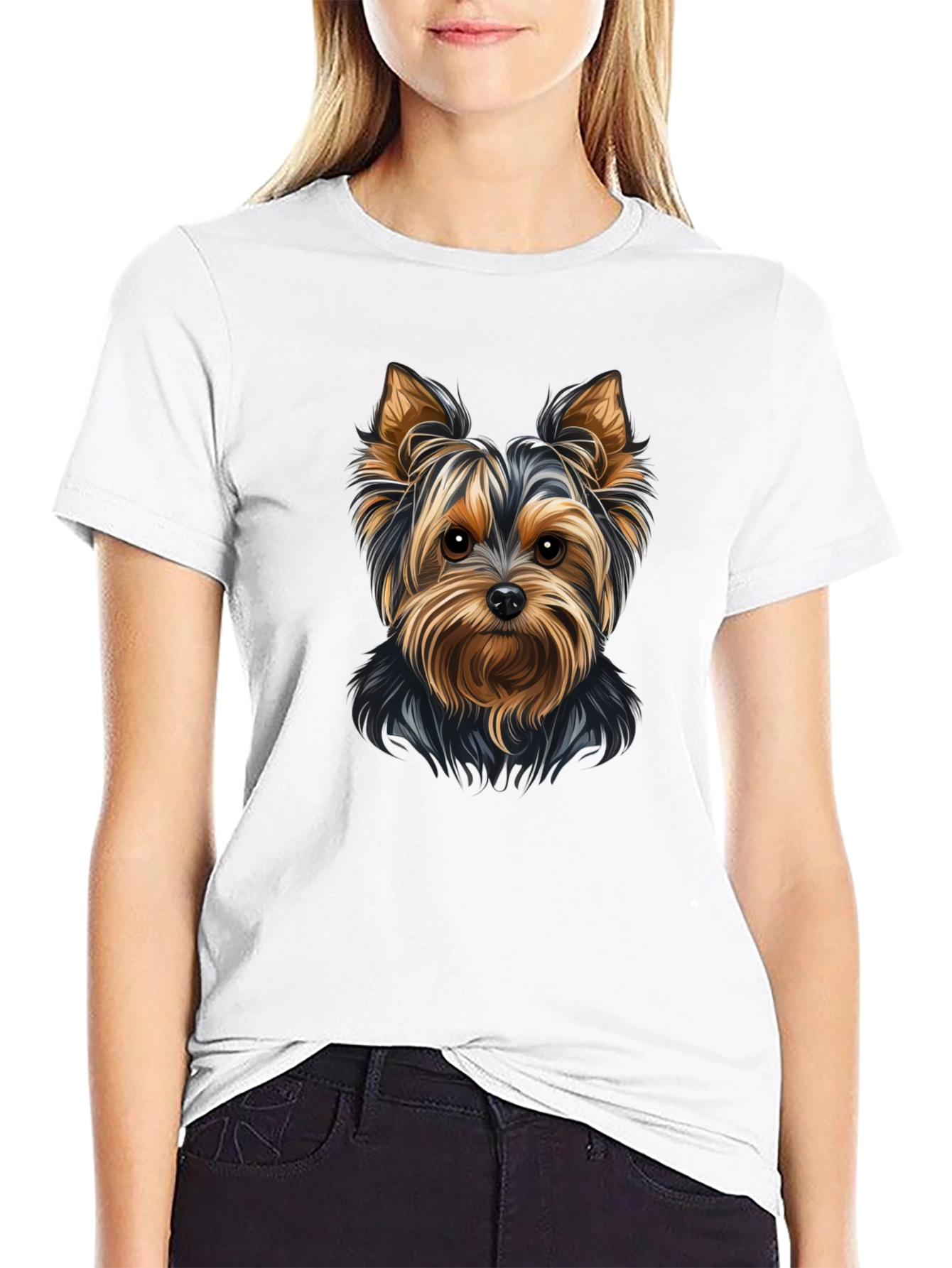 Yorkie Dog Graphic Tee - Black Unisex T-Shirt
