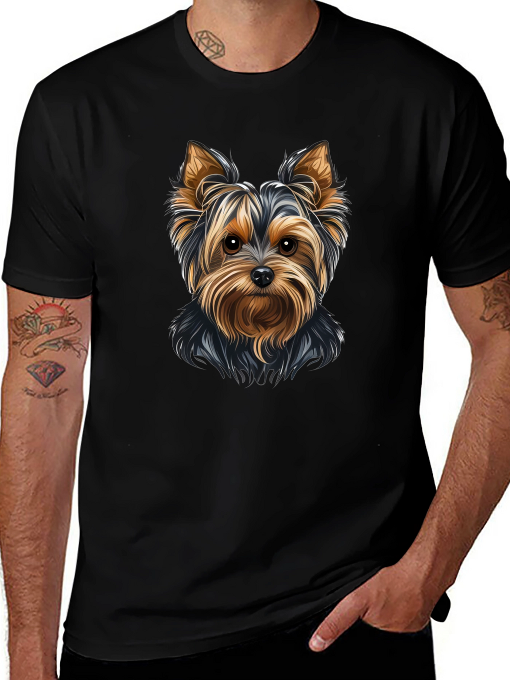 Yorkie Dog Graphic Tee - Black Unisex T-Shirt