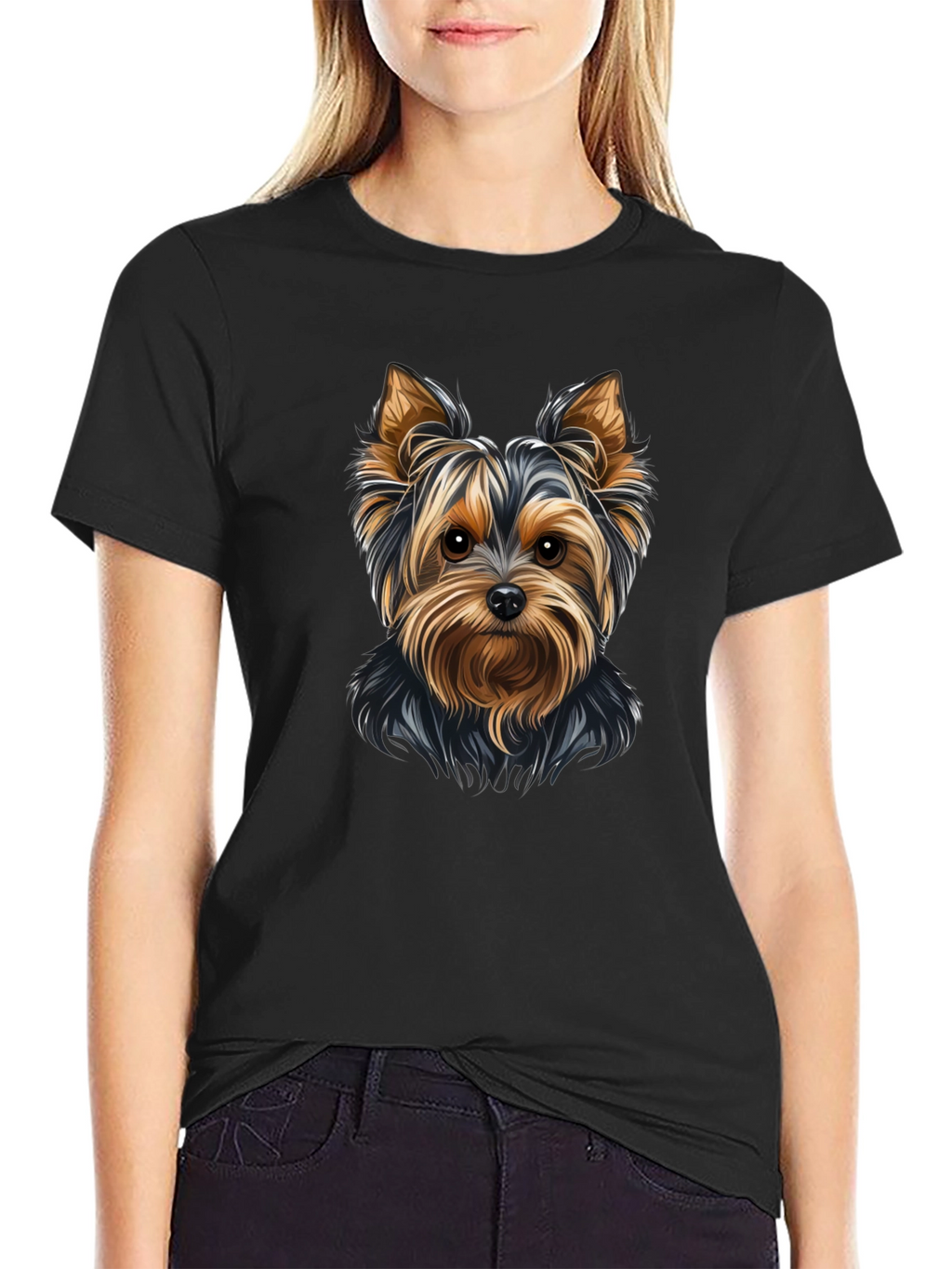 Yorkie Dog Graphic Tee - Black Unisex T-Shirt