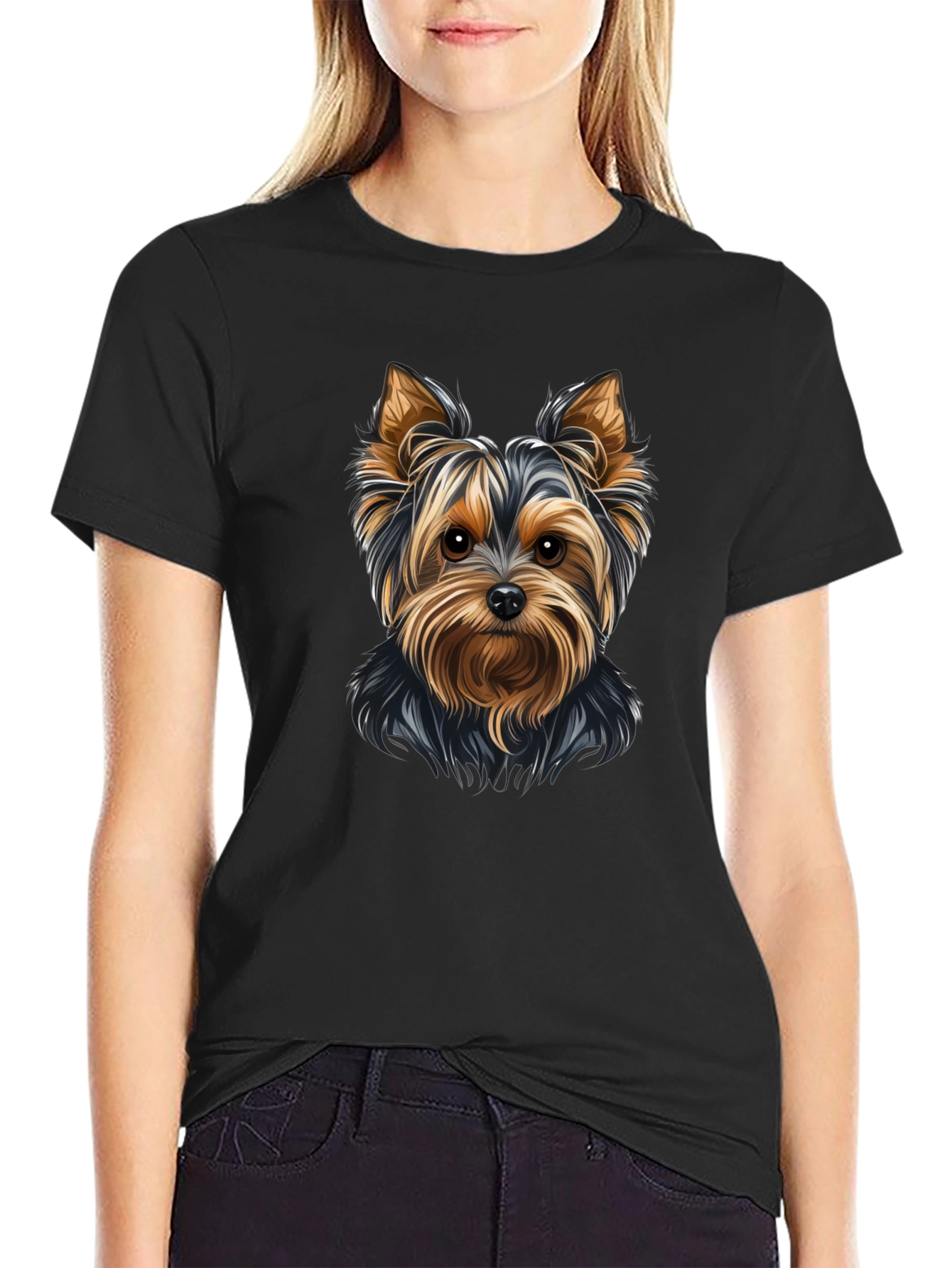 Yorkie Dog Graphic Tee - Black Unisex T-Shirt