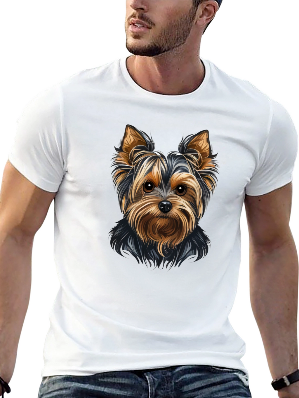 Yorkie Dog Graphic Tee - Black Unisex T-Shirt