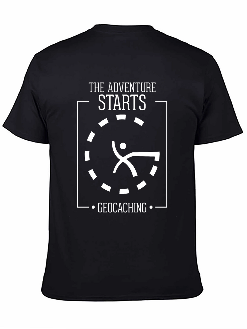 Adventure Starts Geocaching Black Tee Shirt