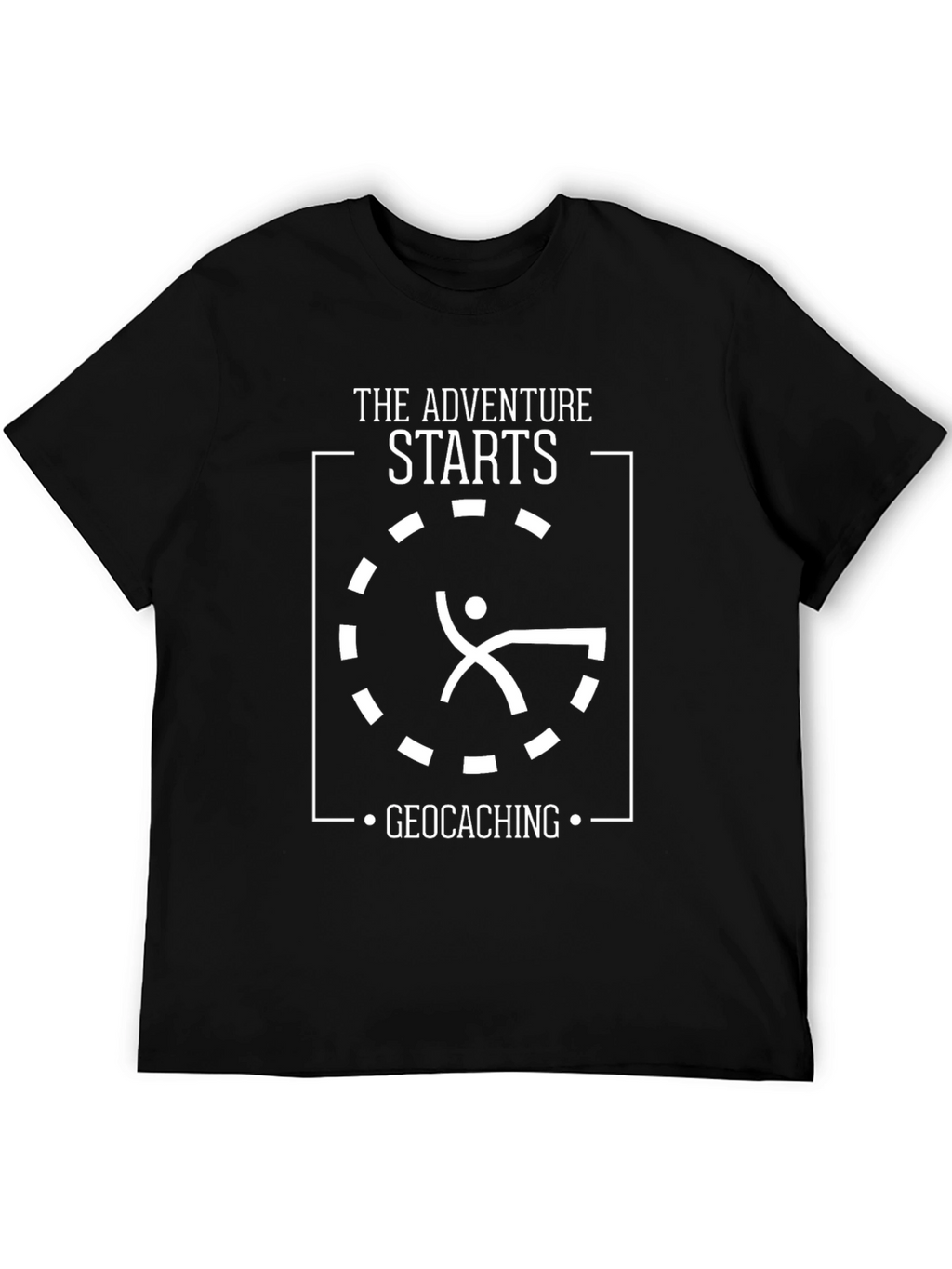 Adventure Starts Geocaching Black Tee Shirt